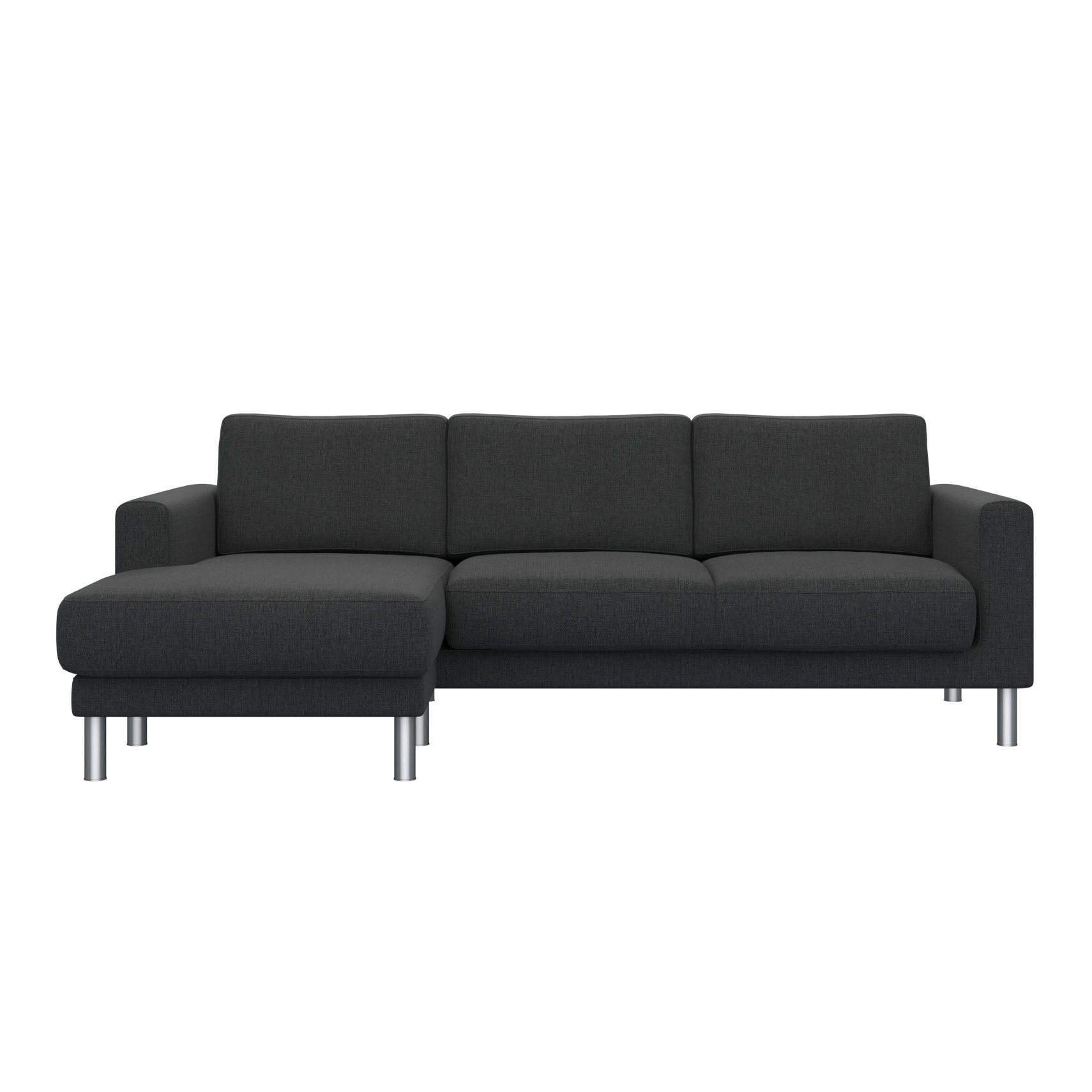 Cleveland Sofa med chaiselong - Riviera 51 Antracit stof, ben i krom og sæde i polyetherskum, ryg i polyetherskum
