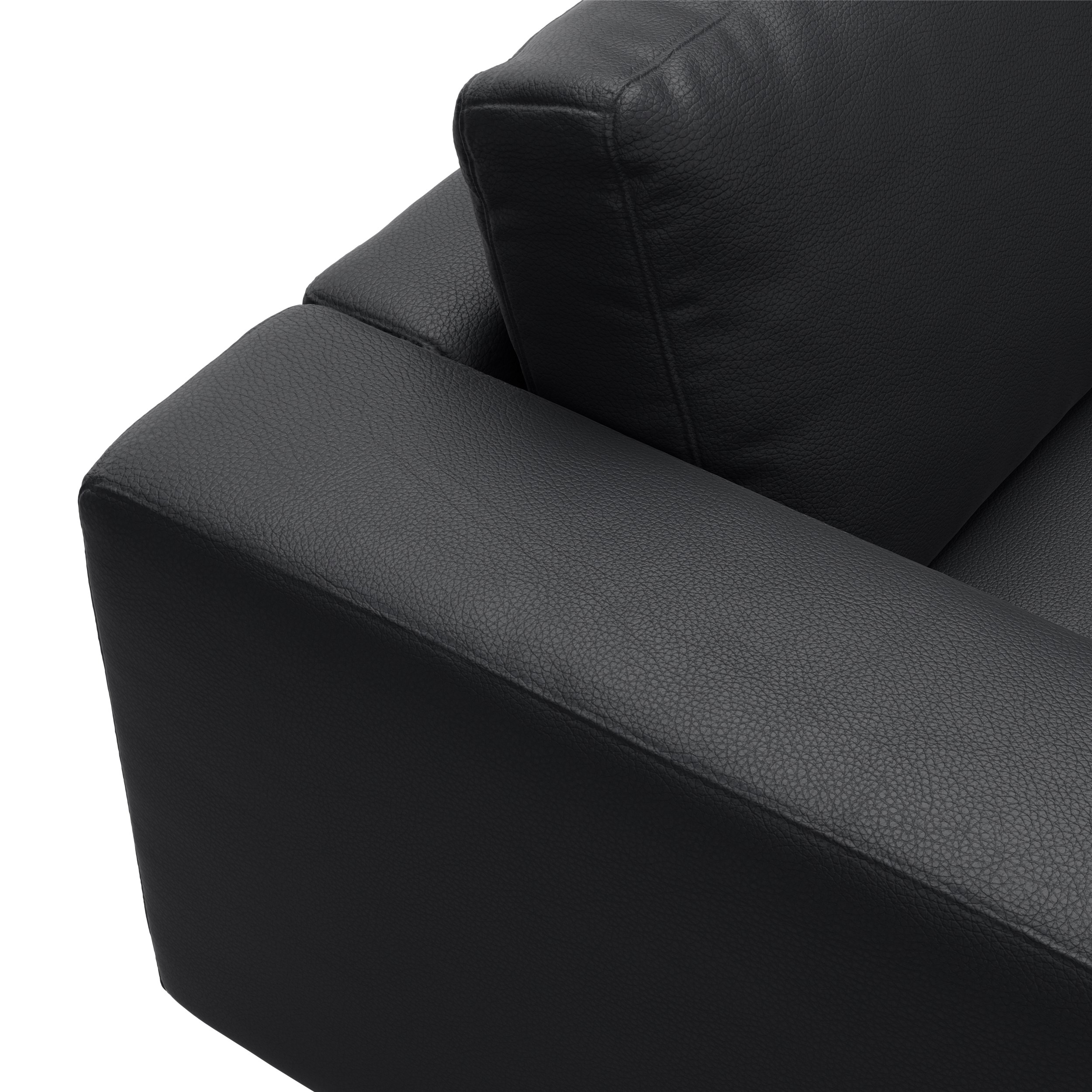 Bennent Sofa med chaiselong - Life-Line Black læder, ben i sort plast og S:PURskum på sinusfjedre m.fiber/silikone mix R:Dun/skum mix