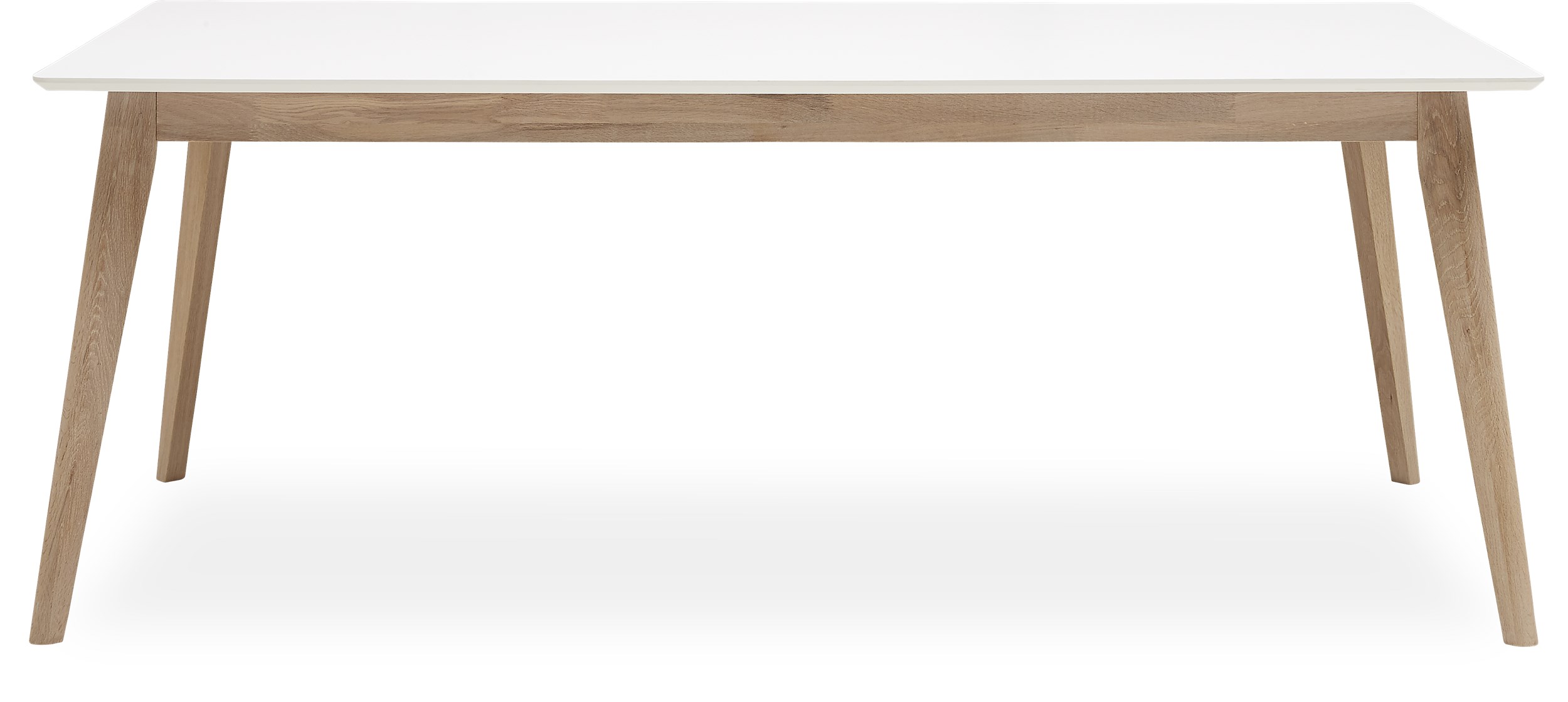 Mallorca Spisebord 200 x 100 x 75 cm - Hvid højtrykslaminat og ben i hvidolieret eg