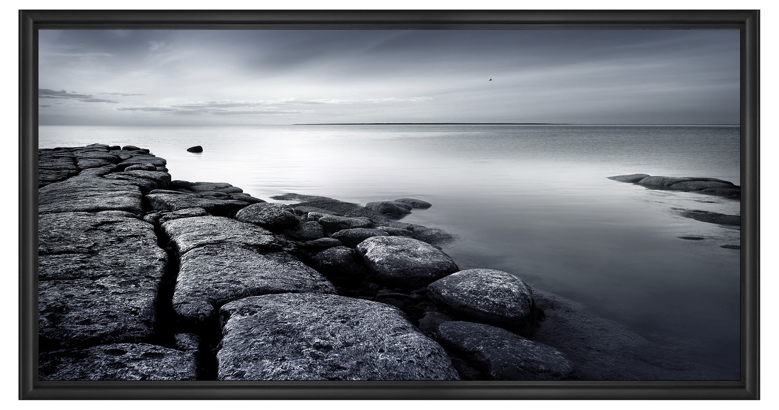 PhotoInc Lærreds billede 70 x 140 cm - Rocks og sort svæveramme