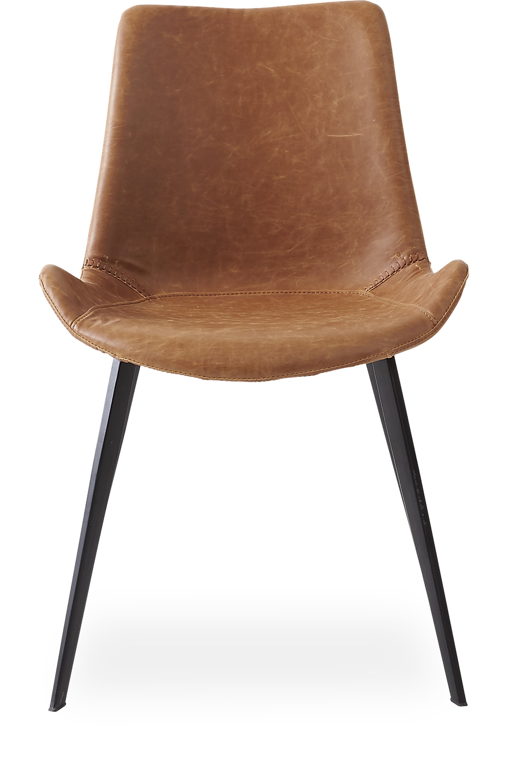 Hype Spisebordsstol - Sæde i brunt kunstlæder og ben i sortlakeret metal