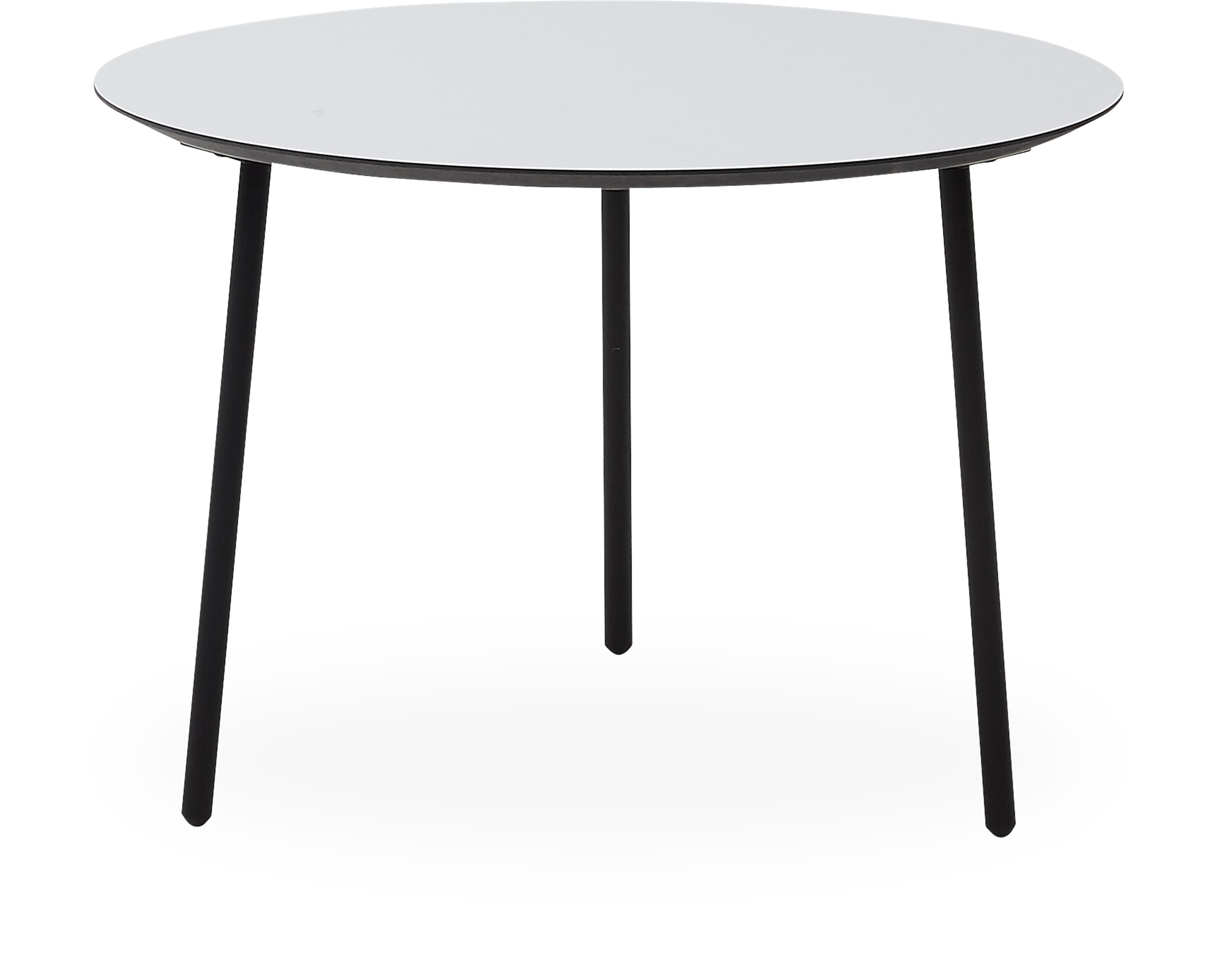 Spark Sofabord 65 x 45 x 55 cm - Laminat lysegrå, sort kant MDF og ben i sortlakeret metal.