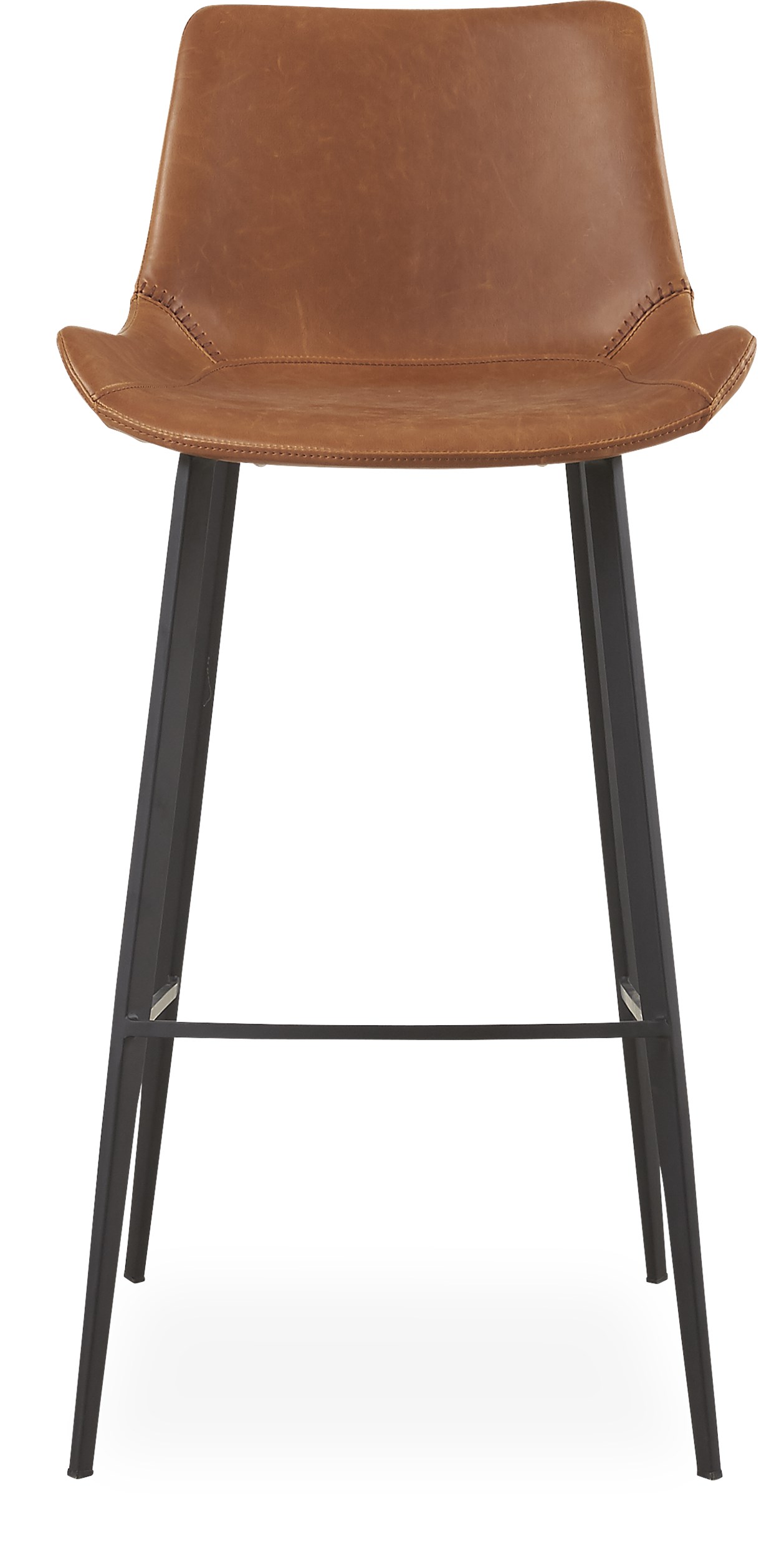 Hype Barstol - Sæde i brunt kunstlæder og ben i sortlakeret metal