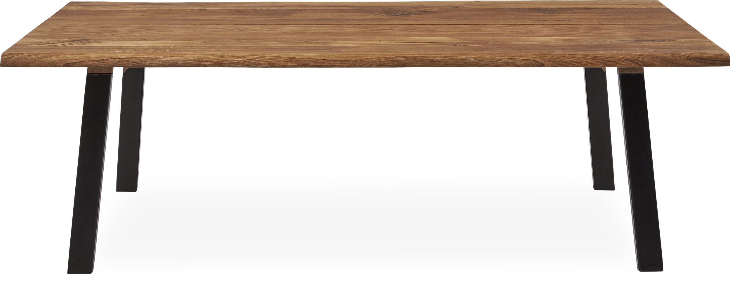 True Sofabord 140 x 45 x 80 cm - Bordplade i massiv olieret eg og ben i sort pulverlakeret metal
