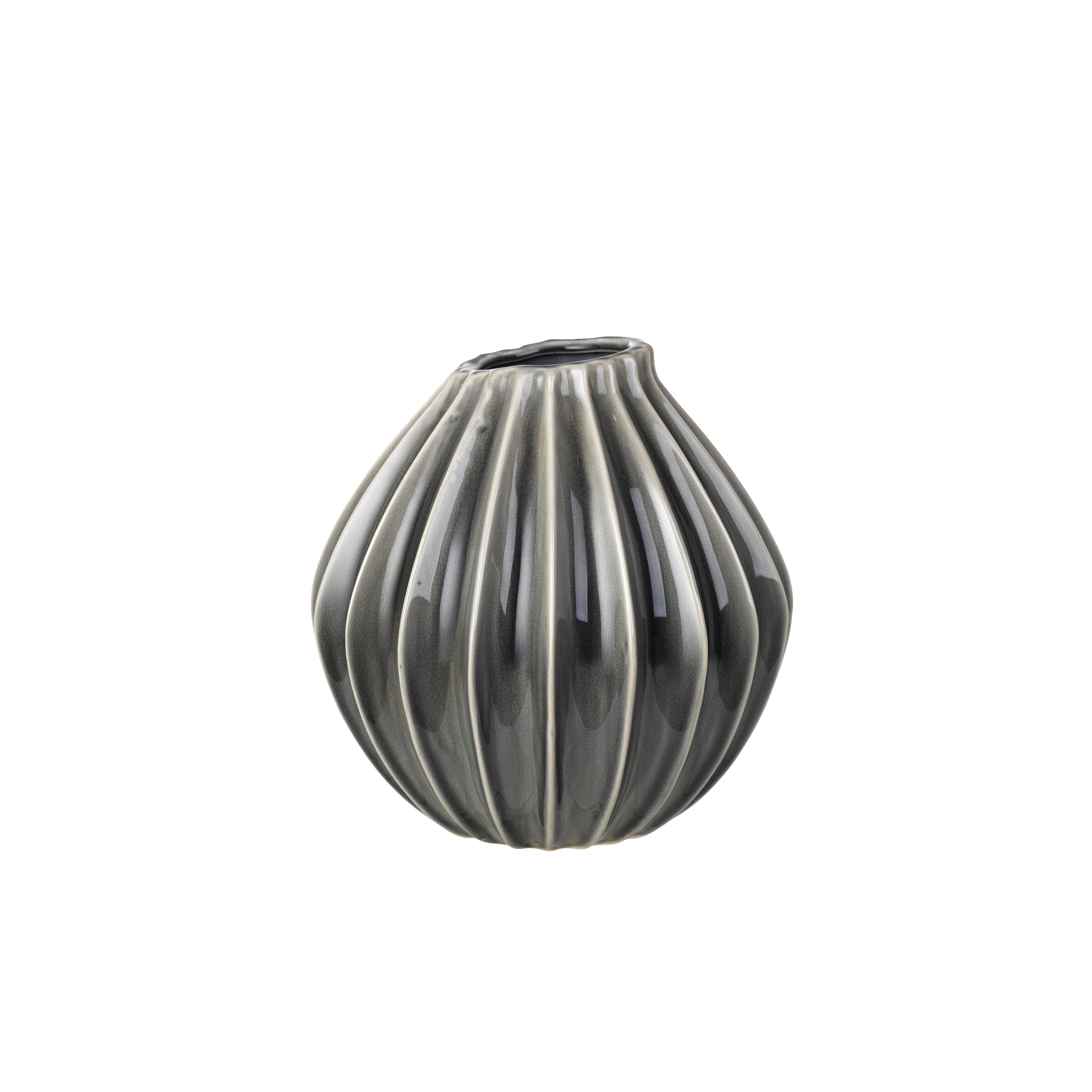 Wide Vase 25 x 25 cm - Mørkegrå stentøj