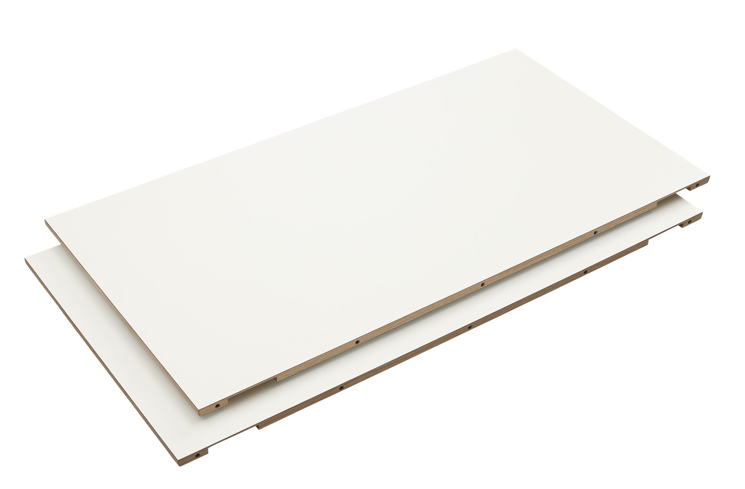 Big Tillægsplade 51 x 1.5 x 100 cm - 101 White højtrykslaminat, kant i hvidpigmenteret matlakeret eg og 2 stk.