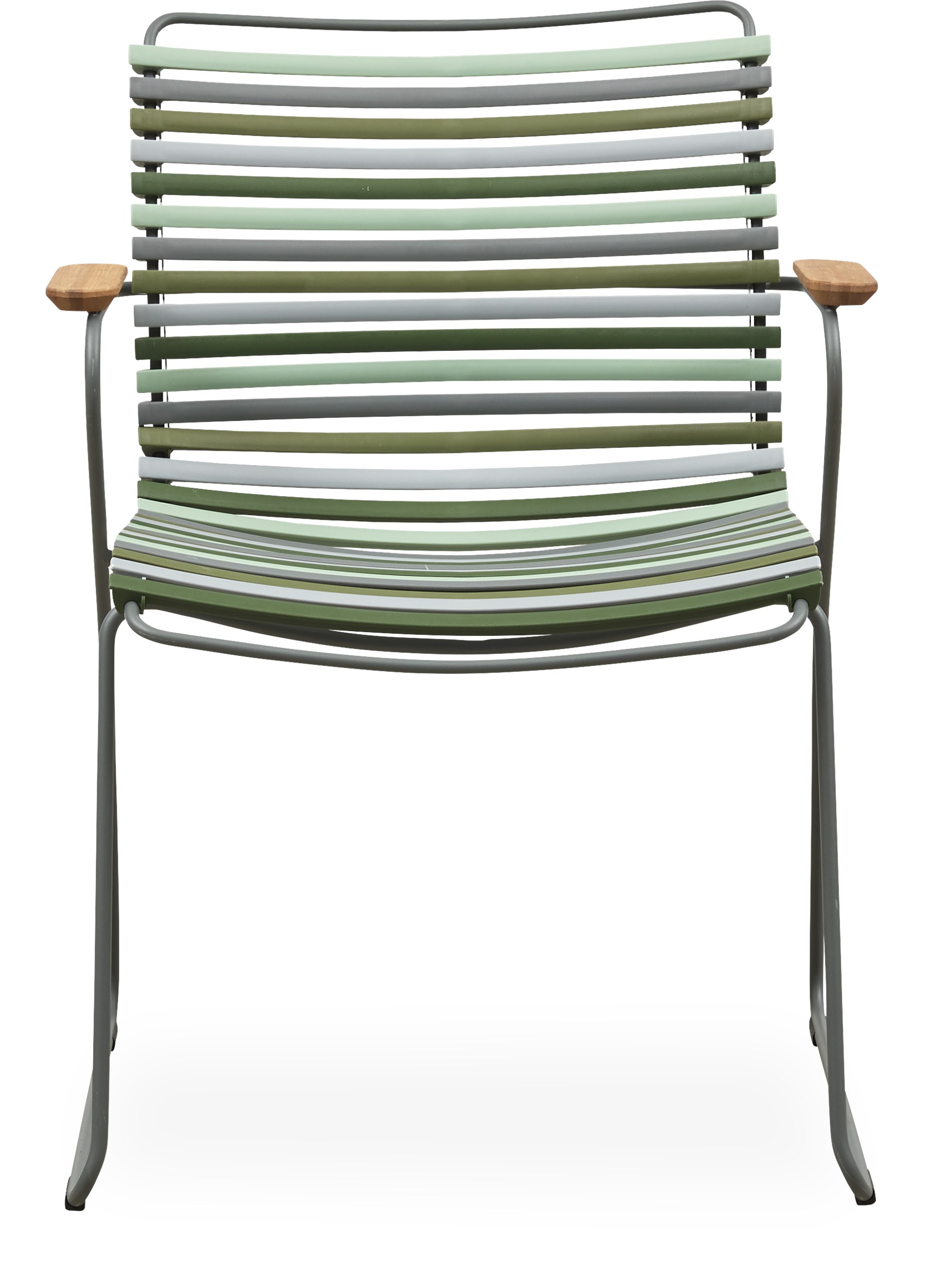 Click Havestol - Multicolour grønne nuancer fv 95, stel i stålgrå metal og bambus armlæn