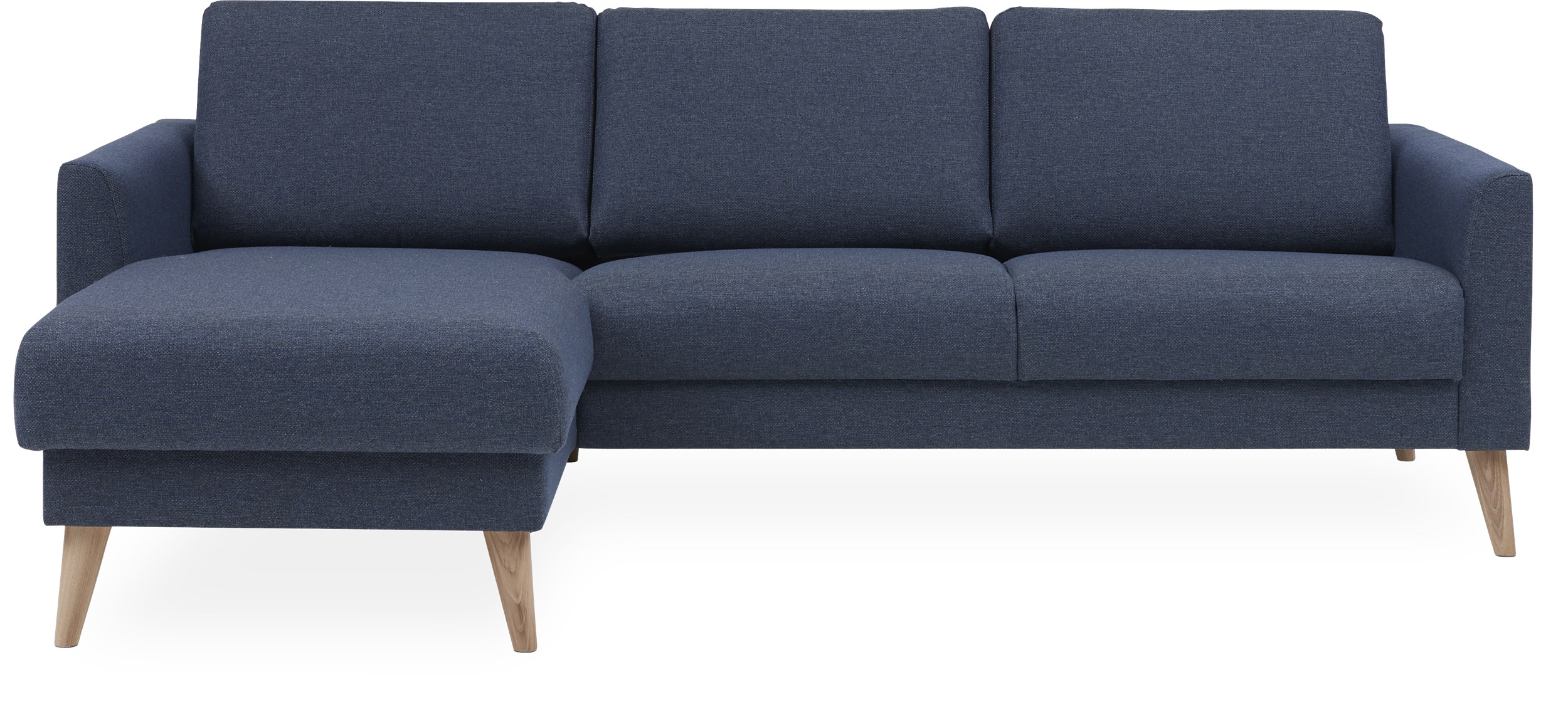 Lotus Sofa med chaiselong - Golf Blue stof og ben i hvidolieret eg
