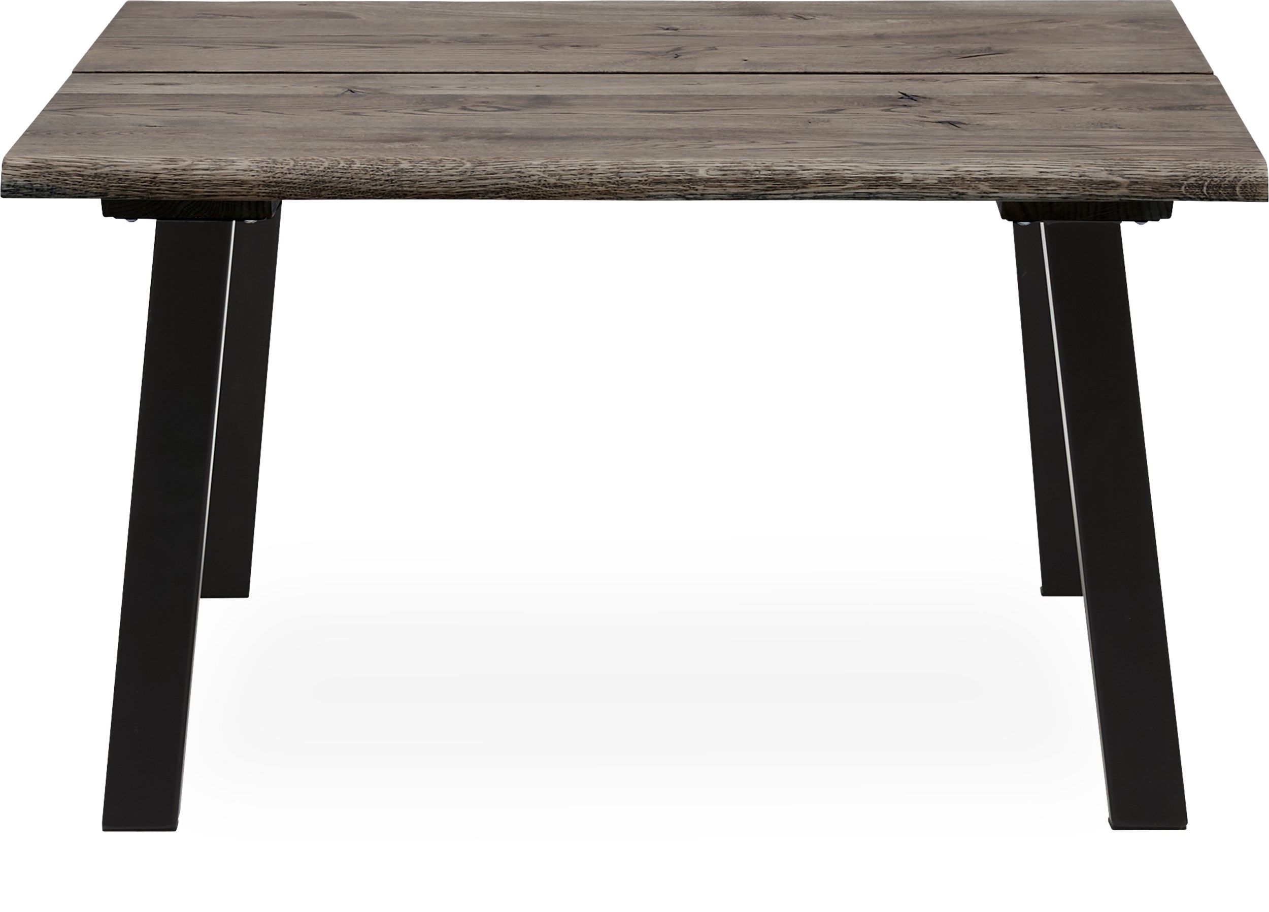 True Sofabord 80 x 45 x 80 cm - Bordplade i røgfarvet eg og ben i sort pulverlakeret metal