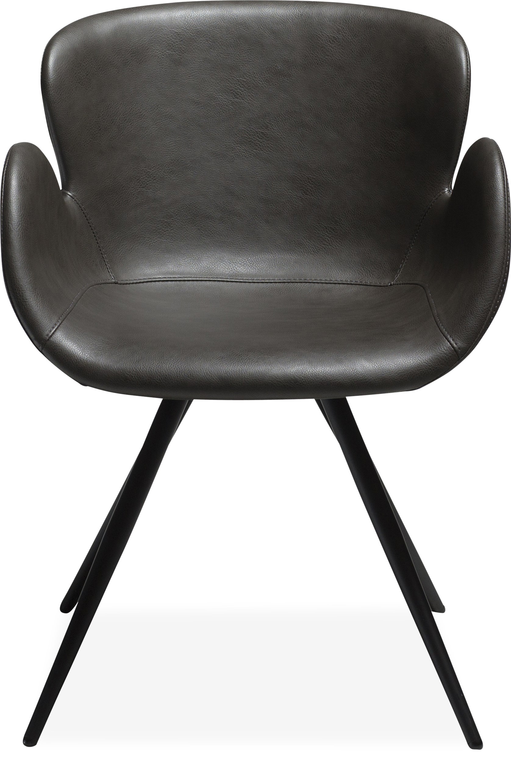 Deia Spisebordsstol - Sæde i vintage grå kunstlæder og ben i sortlakeret metal