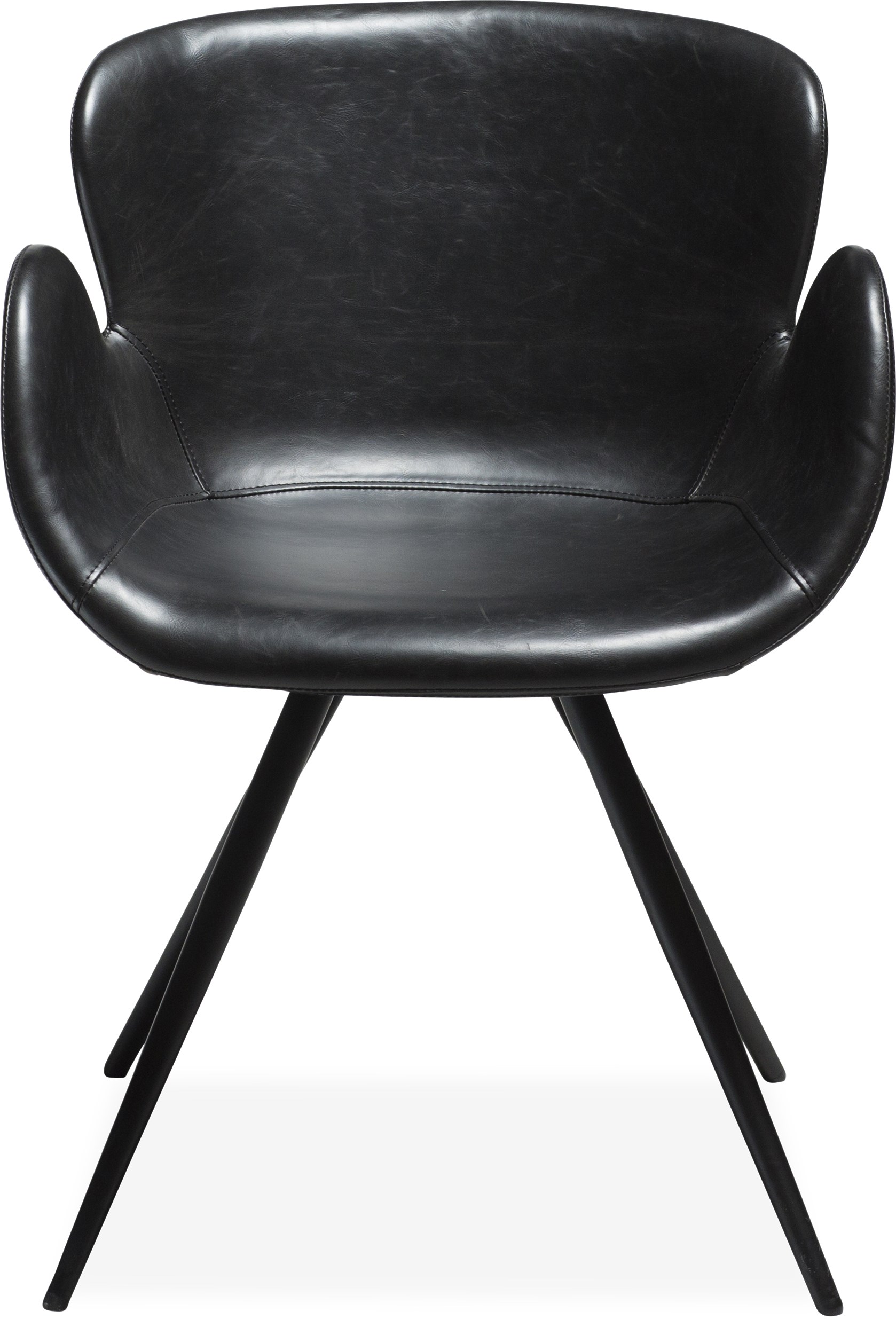 Deia Spisebordsstol - sæde i sort vintage kunstlæder og ben i sortlakeret metal