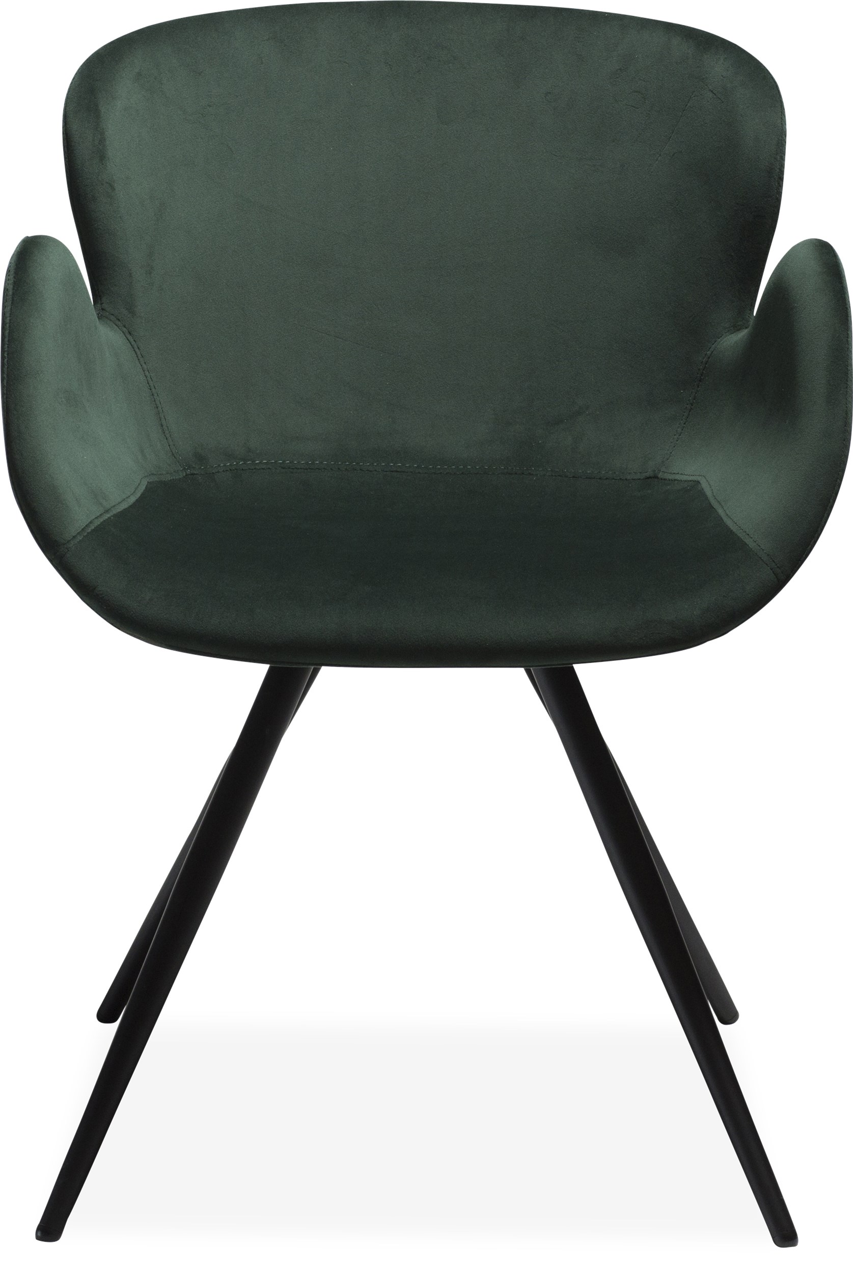 Deia Spisebordsstol - Sæde i emerald green velour stof og ben i sortlakeret metal