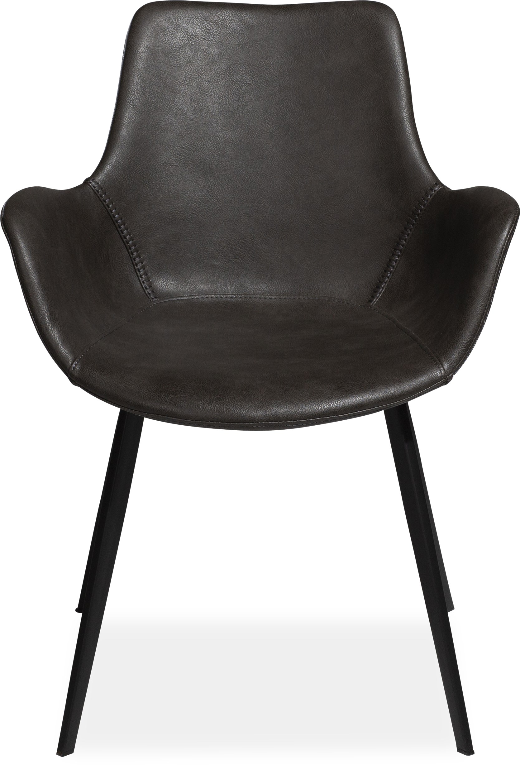Hype Spisebordsstol - Sæde i vintage grå kunstlæder og ben i sortlakeret metal
