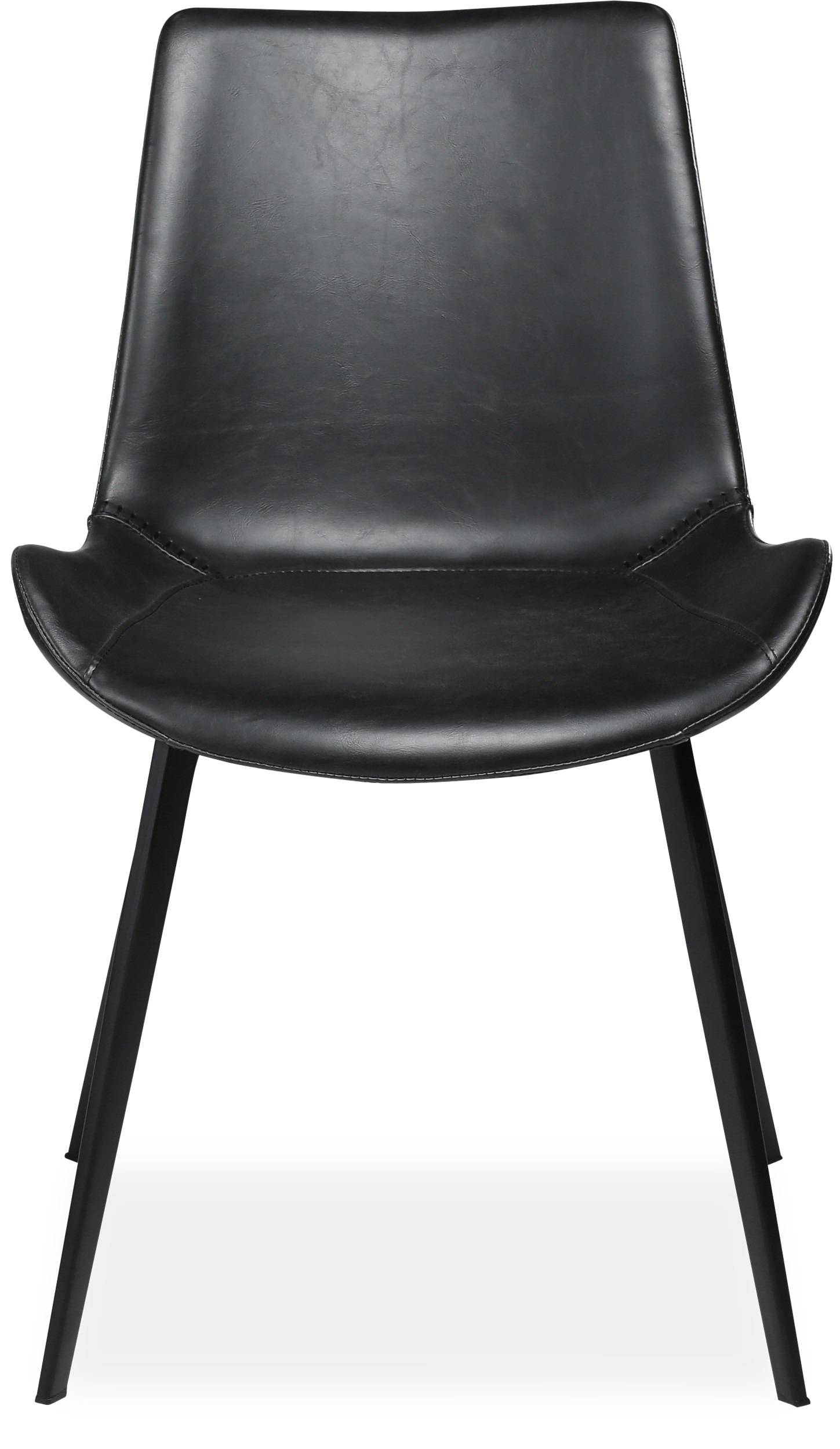 Hype Spisebordsstol - sæde i sort vintage kunstlæder og ben i sortlakeret metal