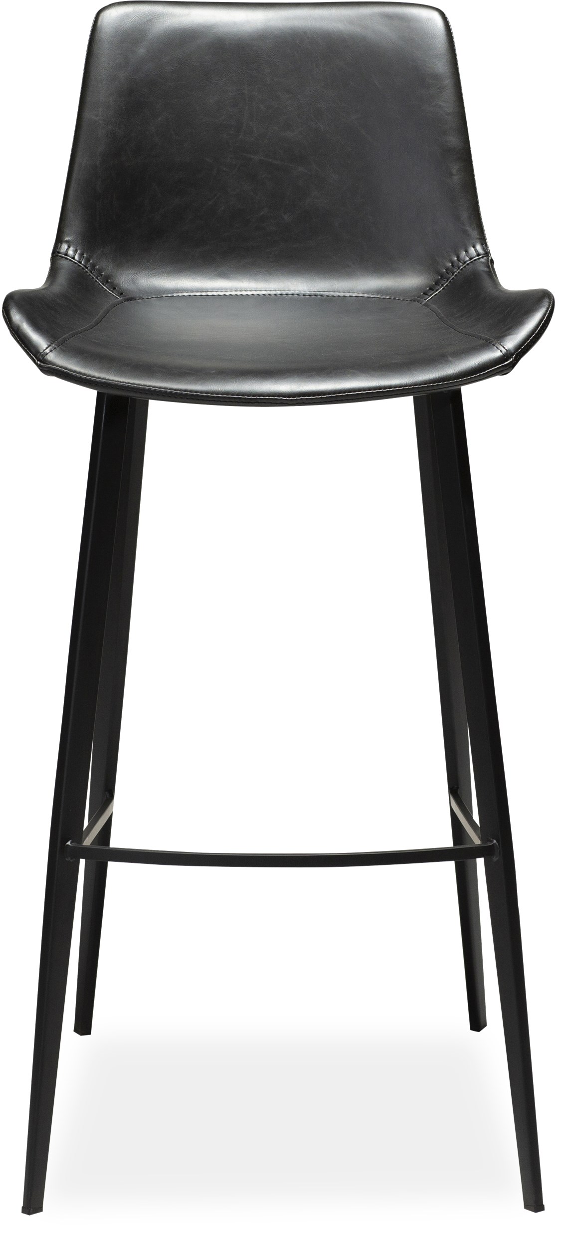 Hype Barstol - sæde i sort vintage kunstlæder og ben i sortlakeret metal