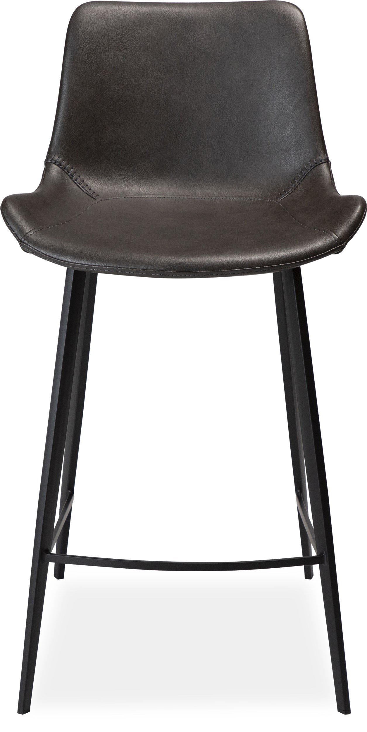 Hype Counterstol - Sæde i vintage grå kunstlæder og ben i sortlakeret metal