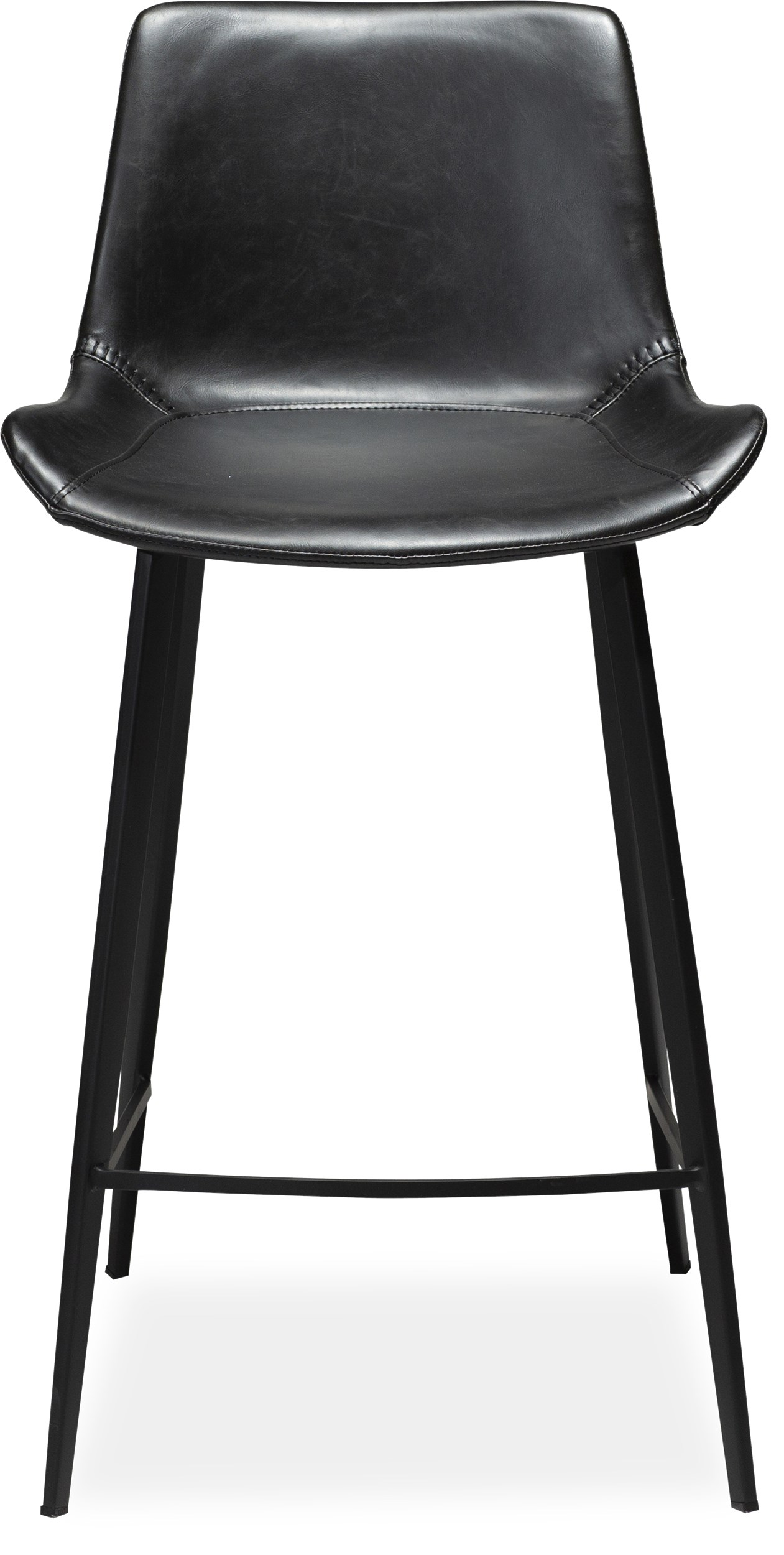 Hype Counterstol - sæde i sort vintage kunstlæder og ben i sortlakeret metal