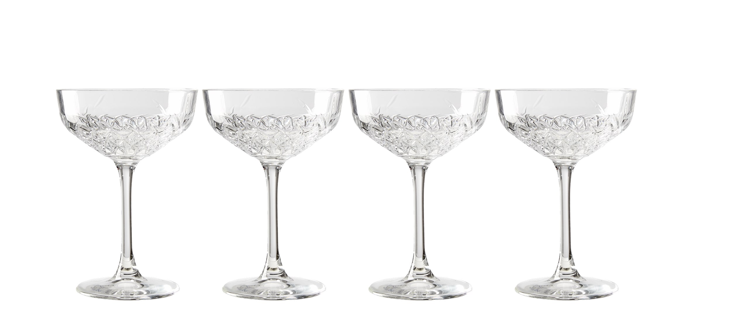 Timeless Cocktailglas 4 stk i æske - Klar glas og facetslebet mønster
