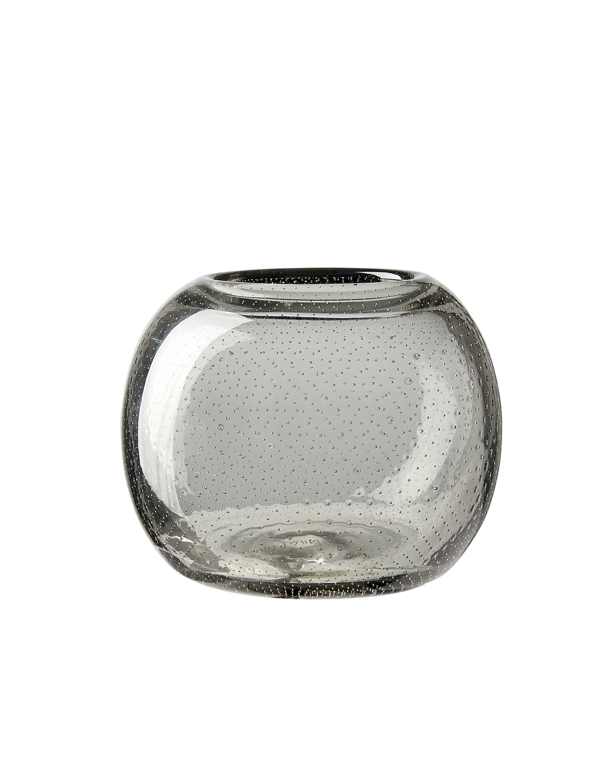 Uma Fyrfadsstage 8 x 10 cm - Grå glas og prikmønster