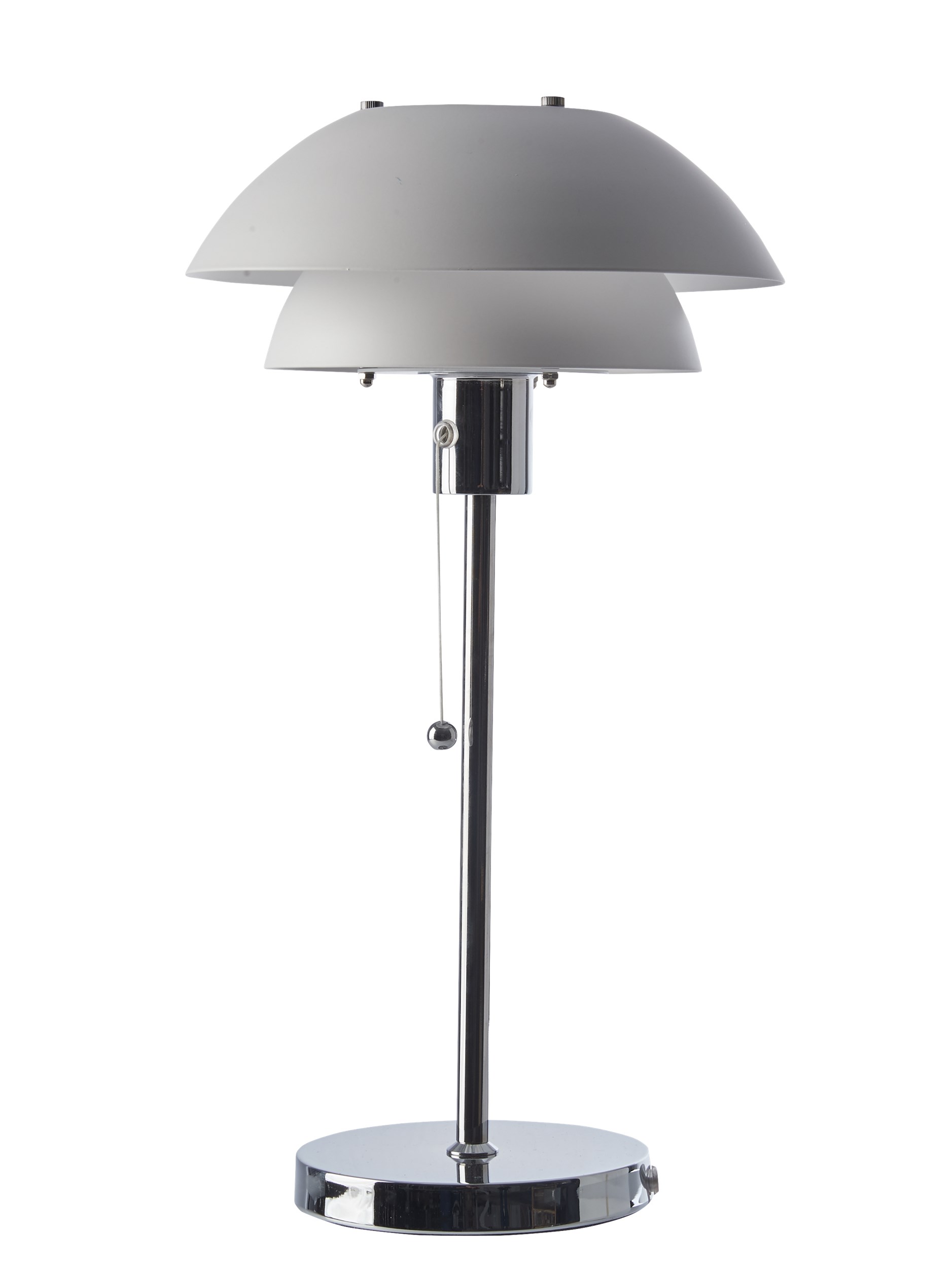 Parma Bordlampe 45 x 25 cm - Mat hvid metalskærm, krom base og hvid tekstilledning