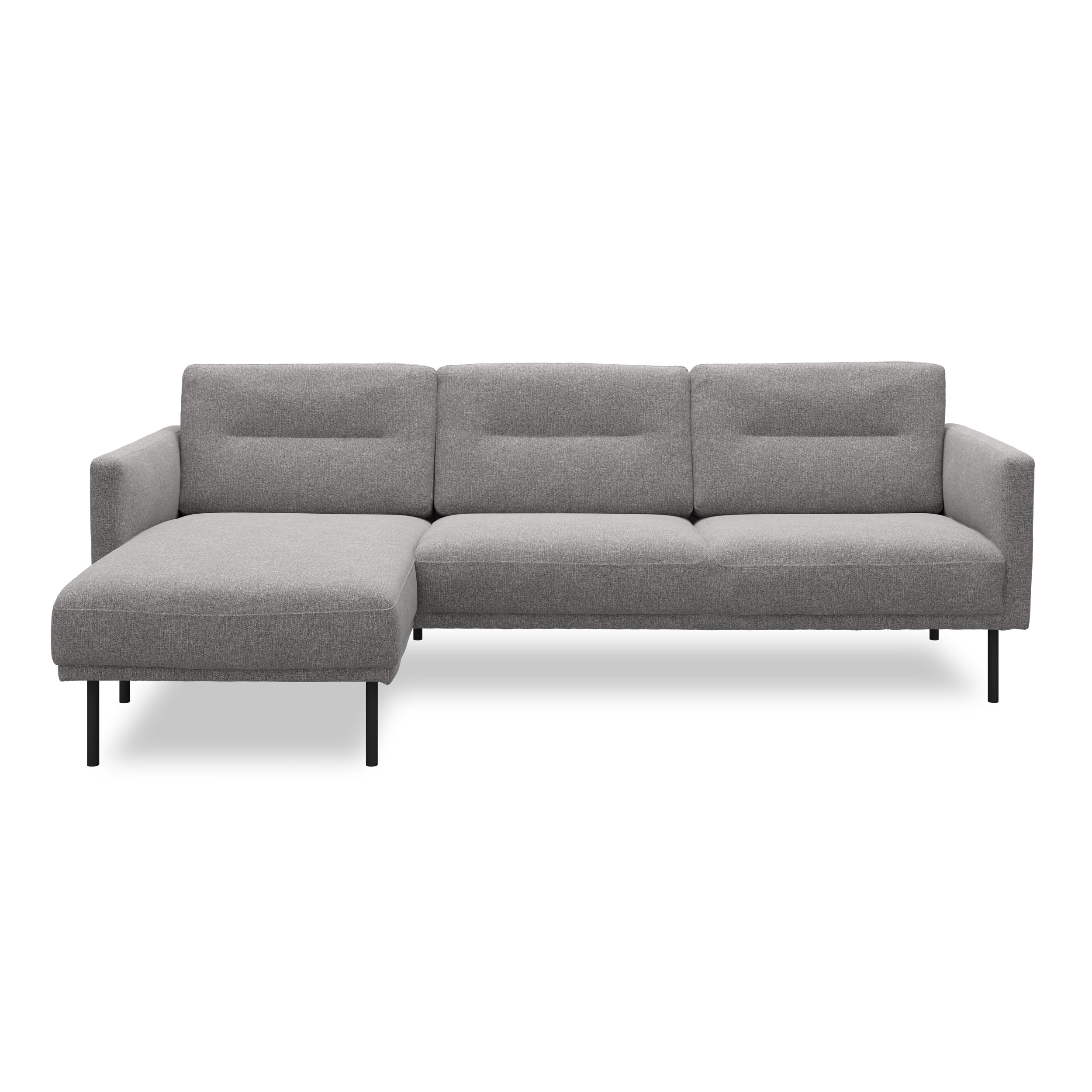 Larvik Sofa med chaiselong - Hampton 371 Grey stof og ben i sortlakeret metal