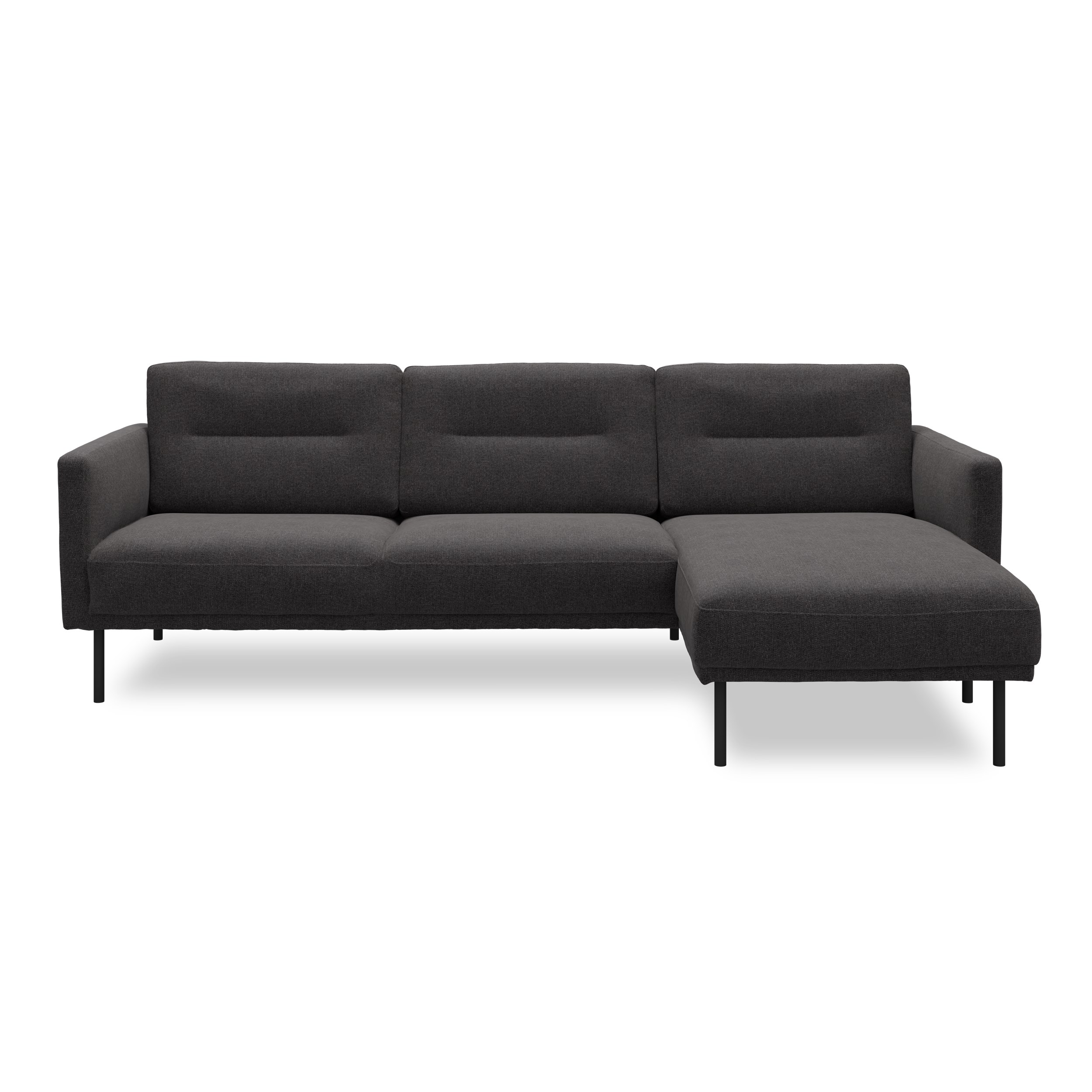 Larvik Sofa med chaiselong - Hampton 370 Antracite stof og ben i sortlakeret metal