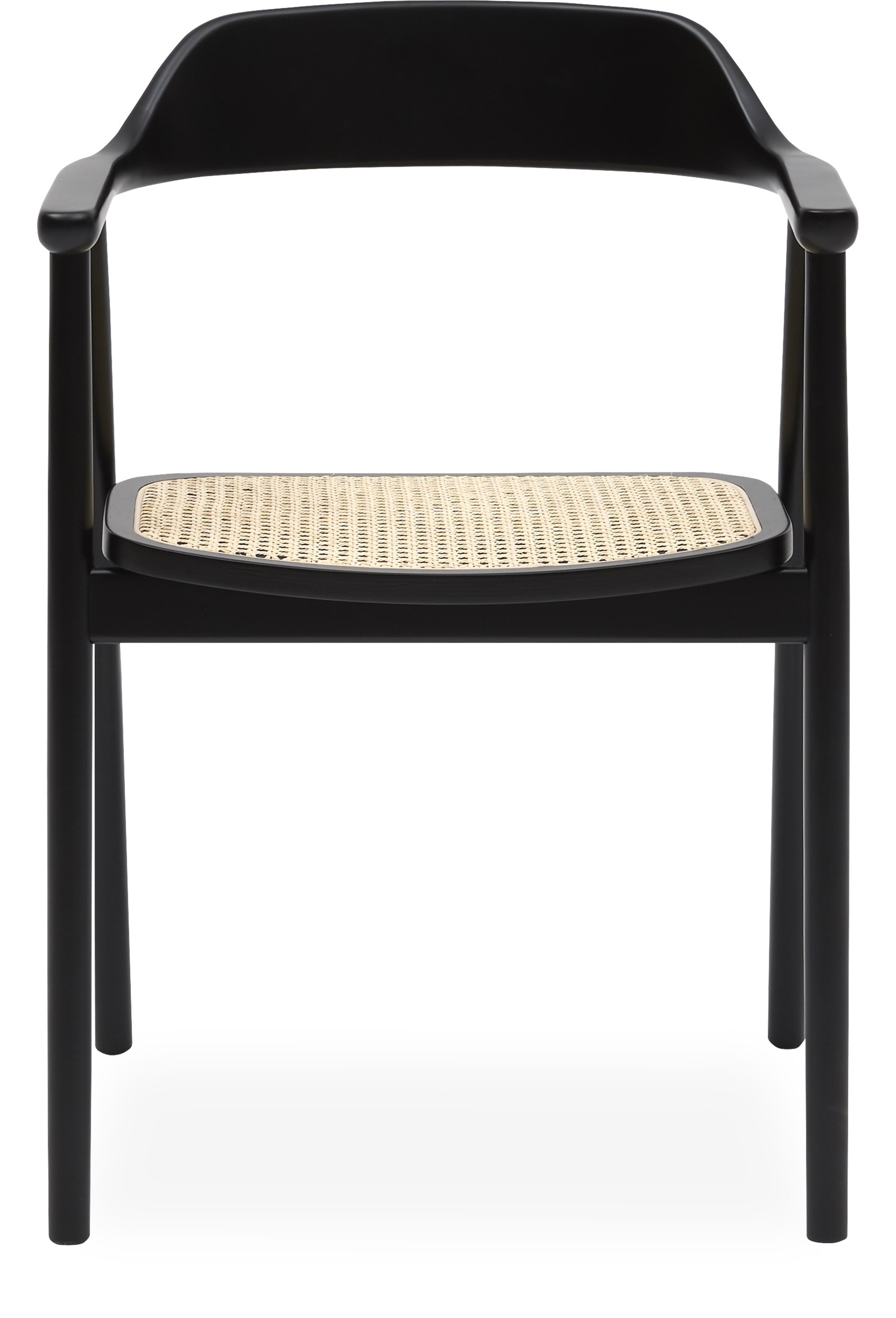 Newton Spisebordsstol - Sæde i naturfarvet flet og stel i sortmalet bøg