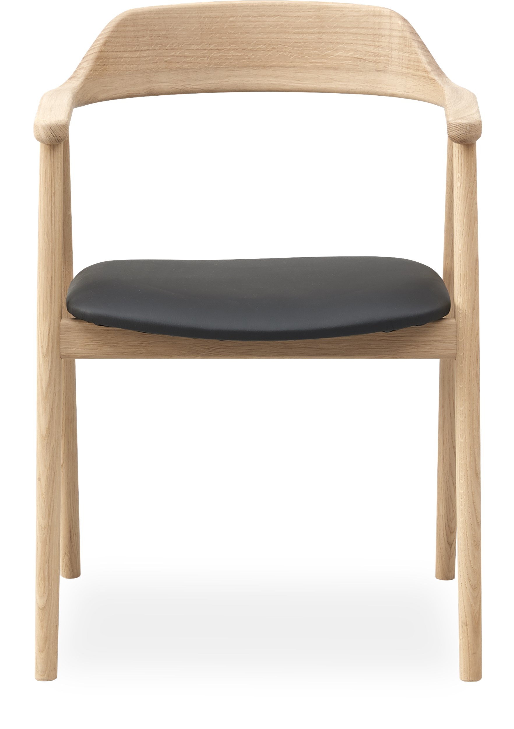 Newton Spisebordsstol - Sæde i sort læder og stel i ubehandlet eg