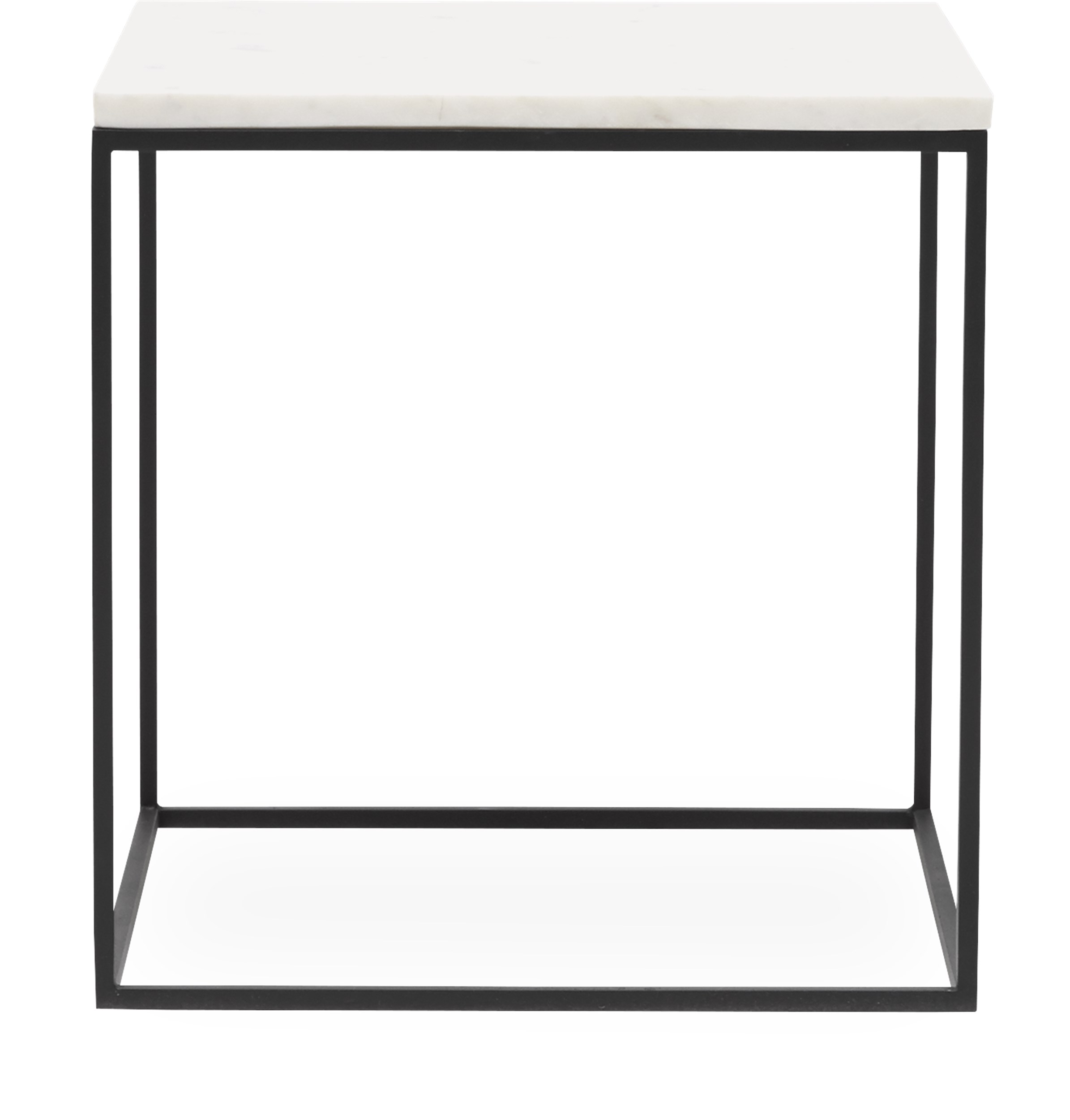 Square Sofabord 40 x 41,6 x 40 cm - Bordplade i hvid marmor og stel i sortlakeret metal