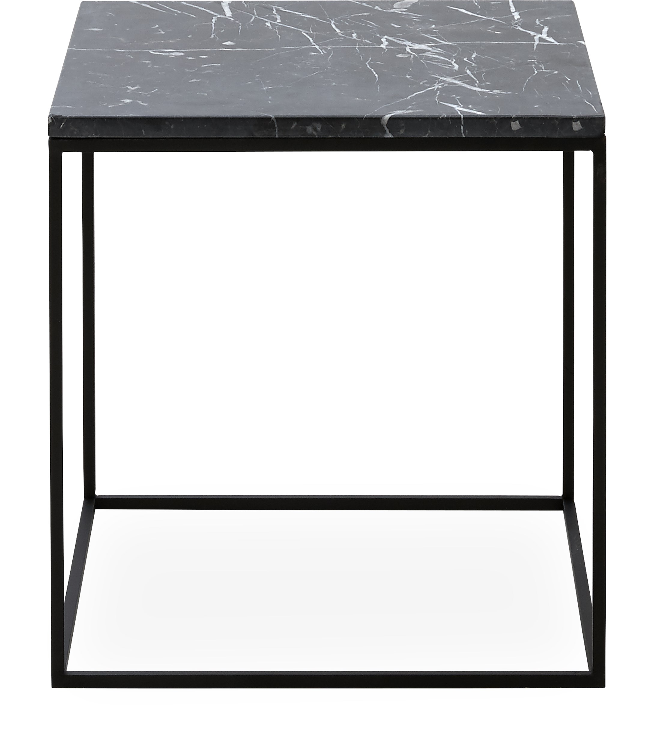 Square Sofabord 40 x 41,6 x 40 cm - Bordplade i sort marmor og stel i sortlakeret metal