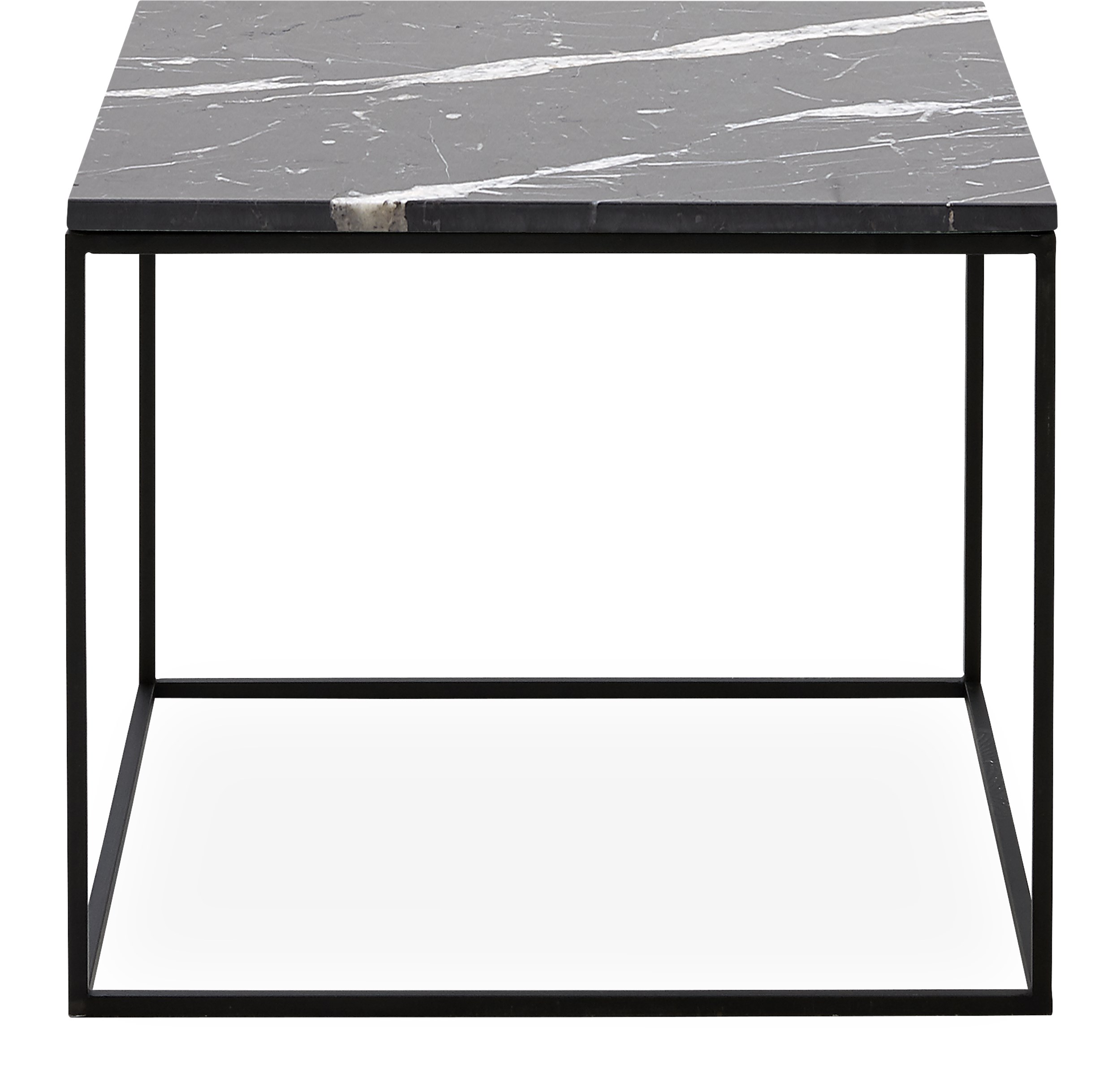 Square Sofabord 50 x 41,6 x 50 cm - Bordplade i sort marmor og stel i sortlakeret metal