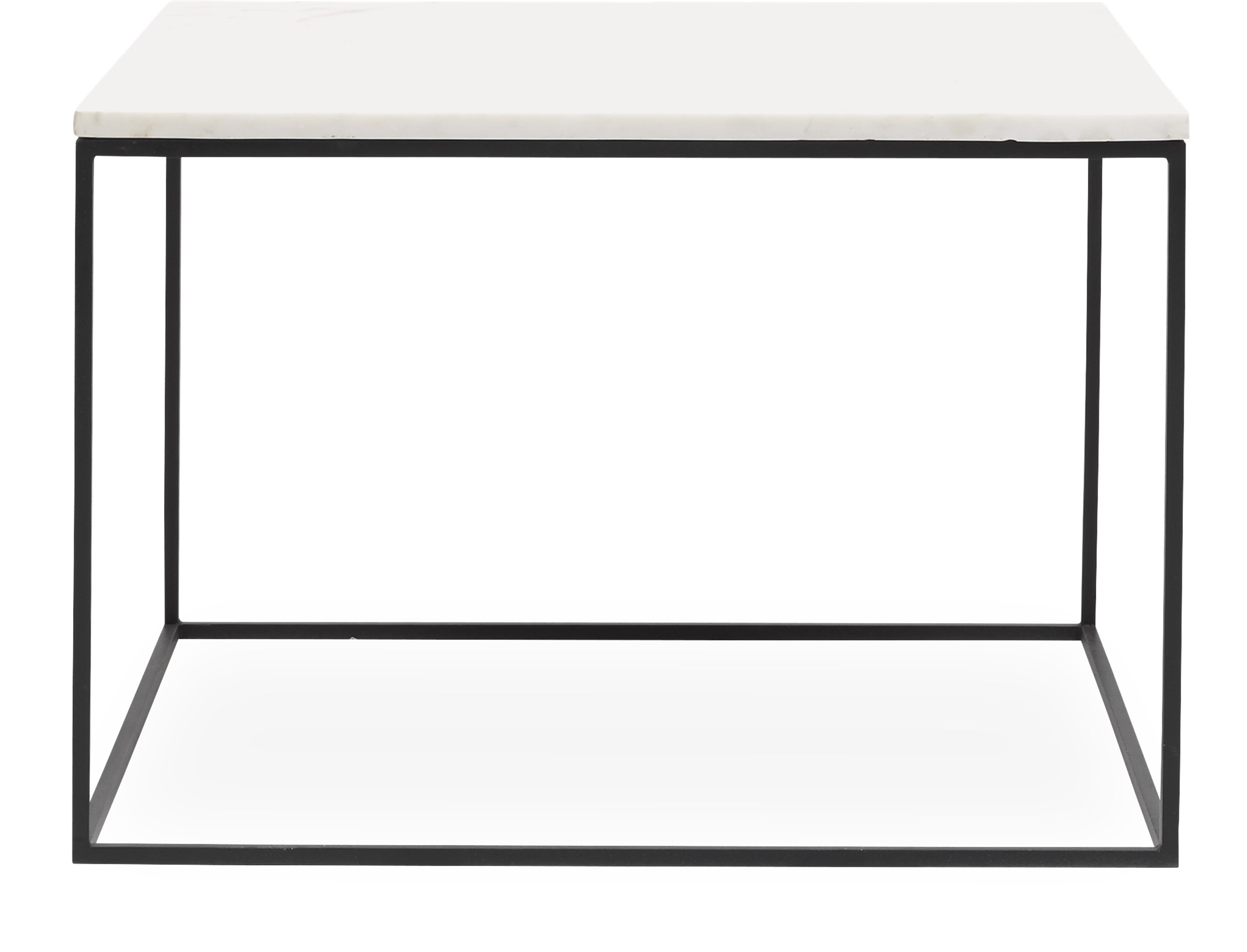 Square Sofabord 60 x 41,6 x 60 cm - Bordplade i hvid marmor og stel i sortlakeret metal