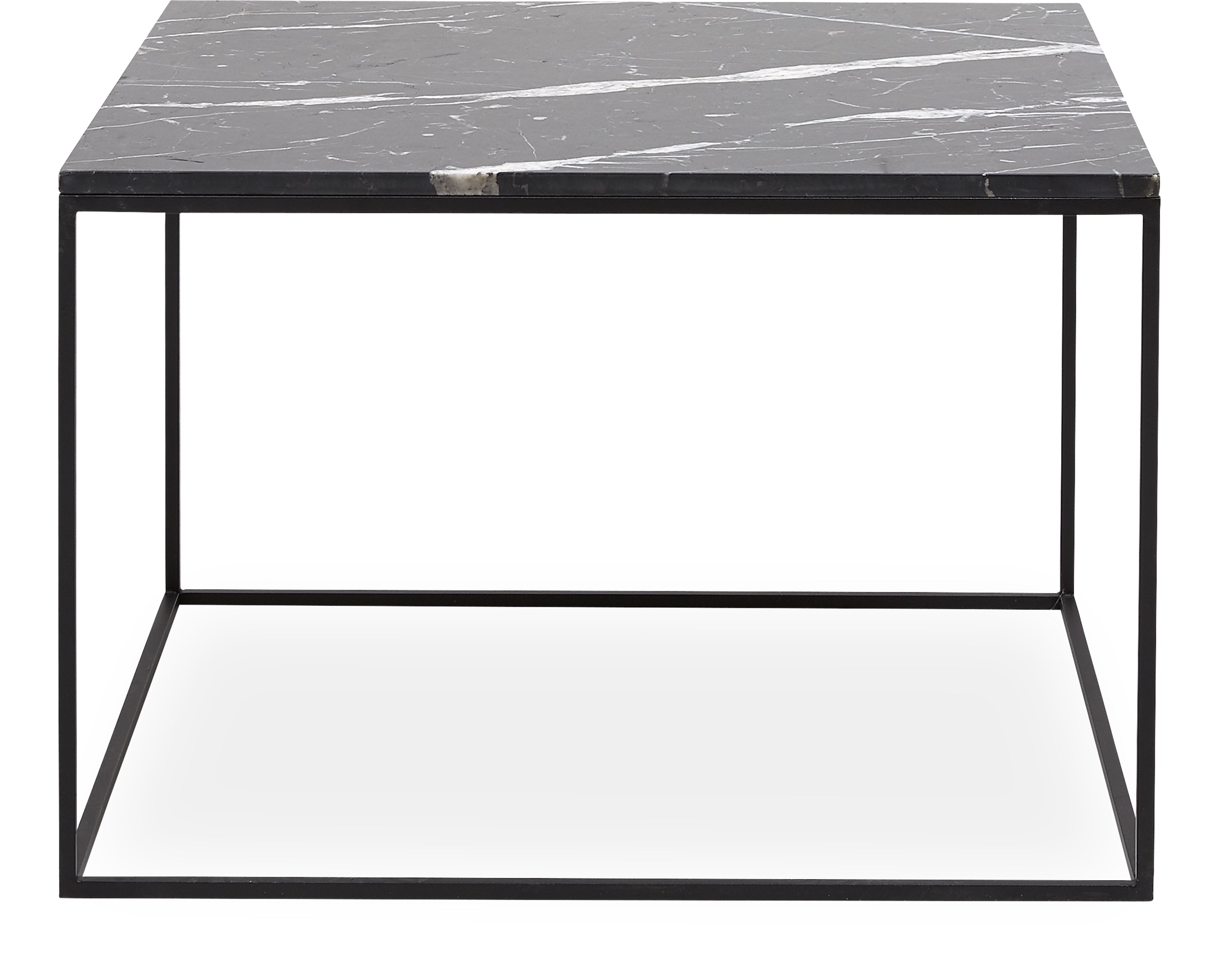 Square Sofabord 60 x 41,6 x 60 cm - Bordplade i sort marmor og stel i sortlakeret metal