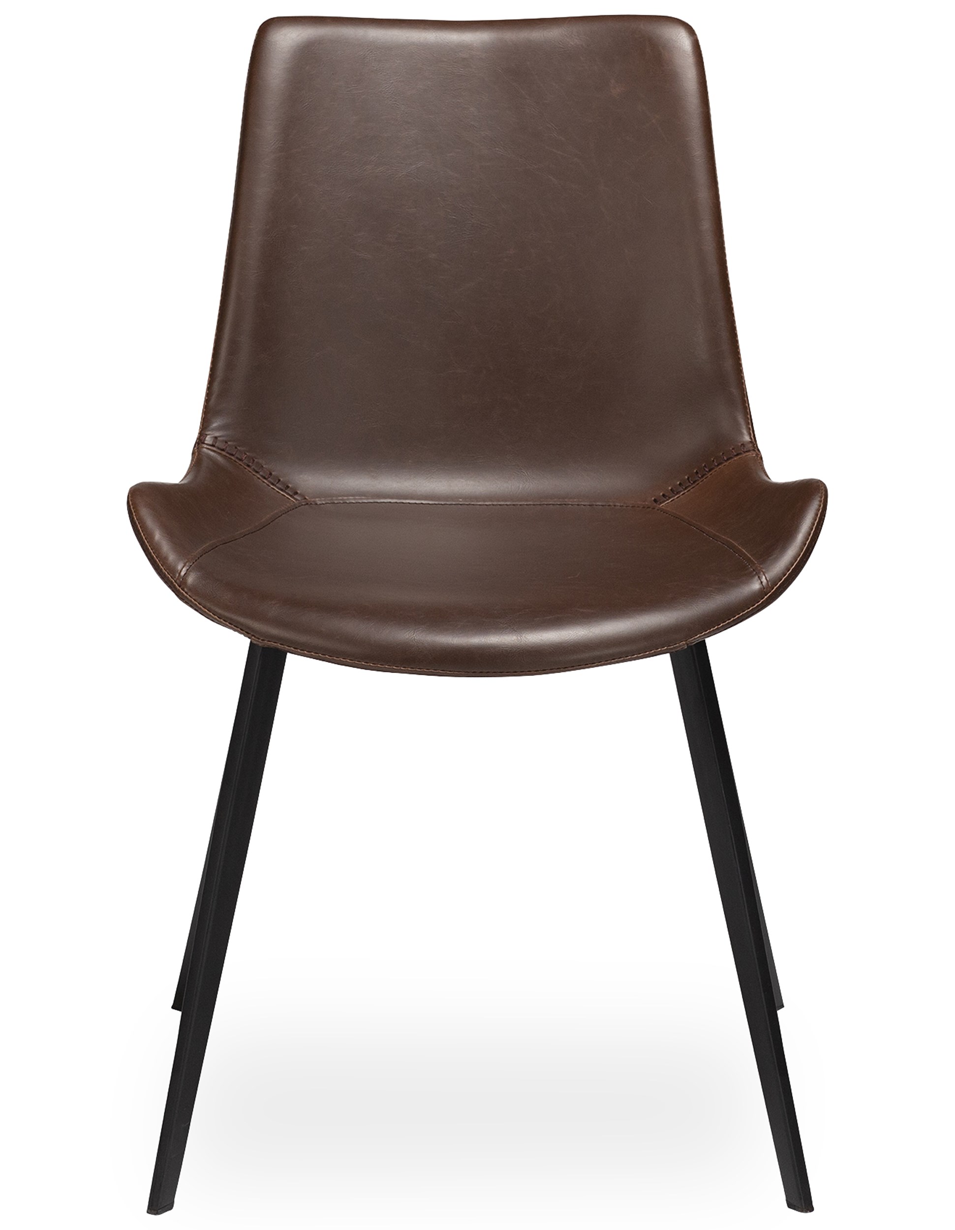 Hype Spisebordsstol - Sæde i vintage cocoa kunstlæder og ben i sortlakeret metal