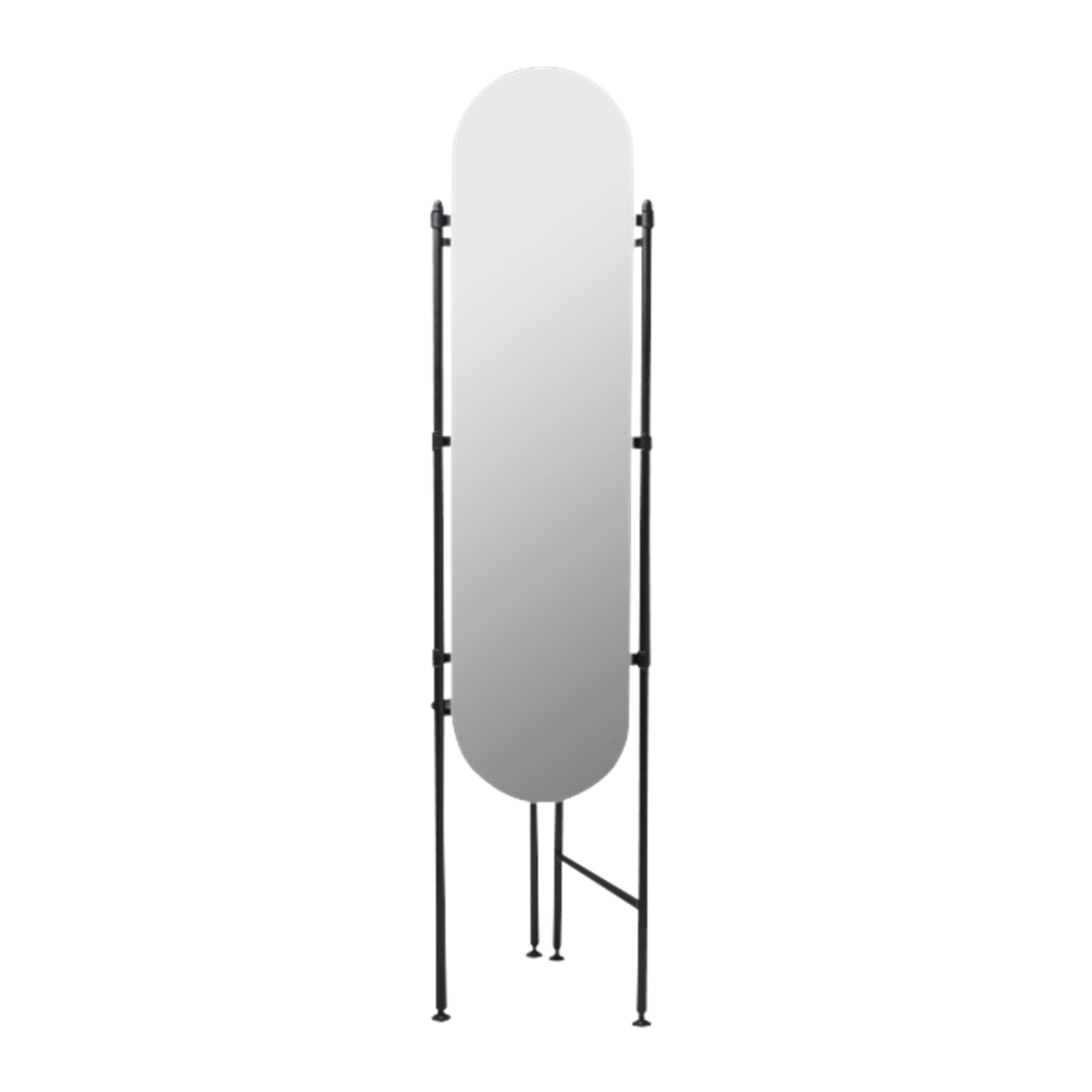 Vala Garderobestativ 122 x 180 x 12 cm - Mat sort metalstativ med hylde og spejl