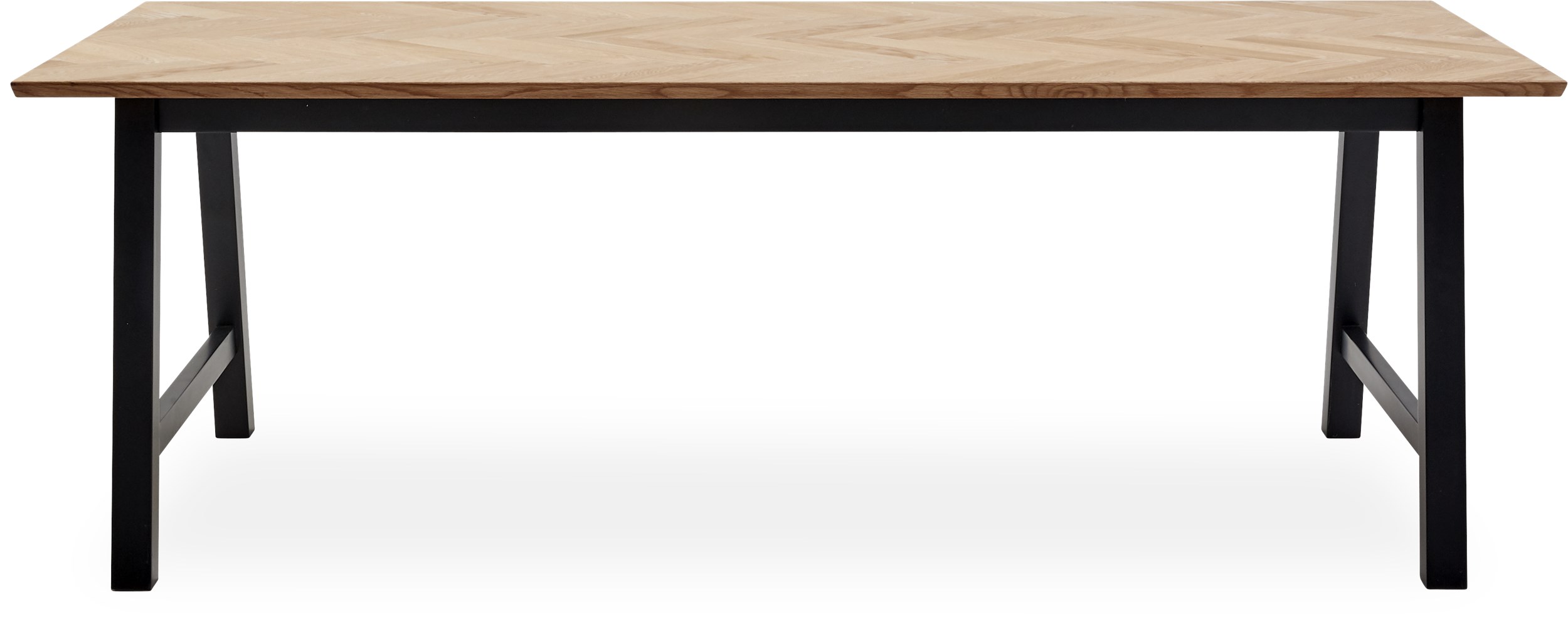 Blixton Spisebord 222 x 95 x 75 cm - bordplade i olieret egefiner og ben i sortmalet MDF