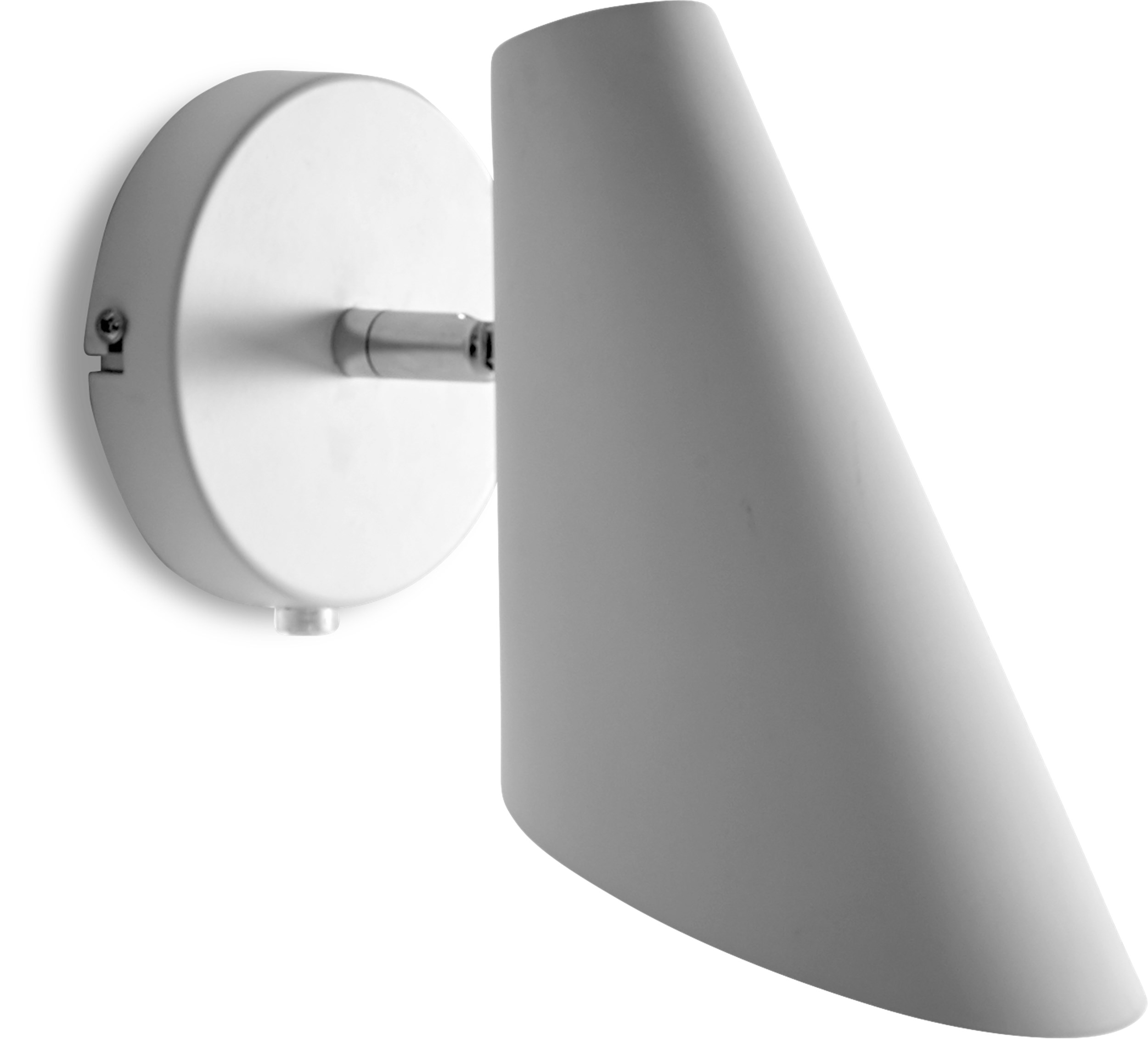 Cale Væglampe 24,5 x 24,5 cm - Hvid metalskærm/base, arm i hvid/krom og hvid tekstilledning