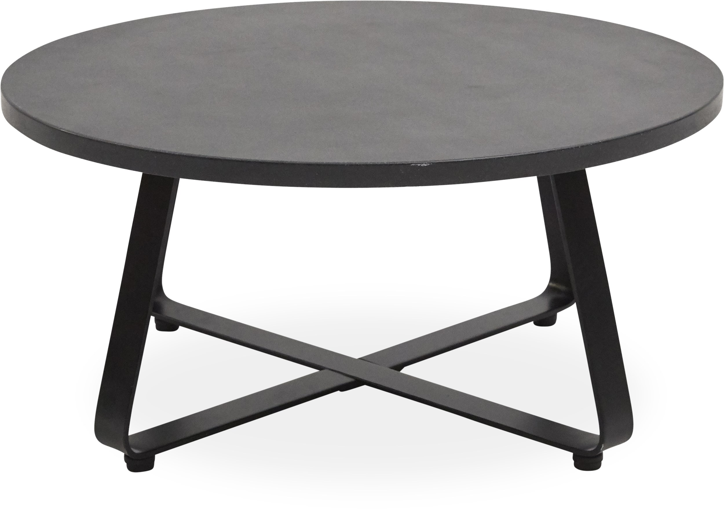 Milford Loungebord 90 x 42 cm - Bordplade i mørkegrå polystone og stel i galvaniseret sort pulverlakeret metal