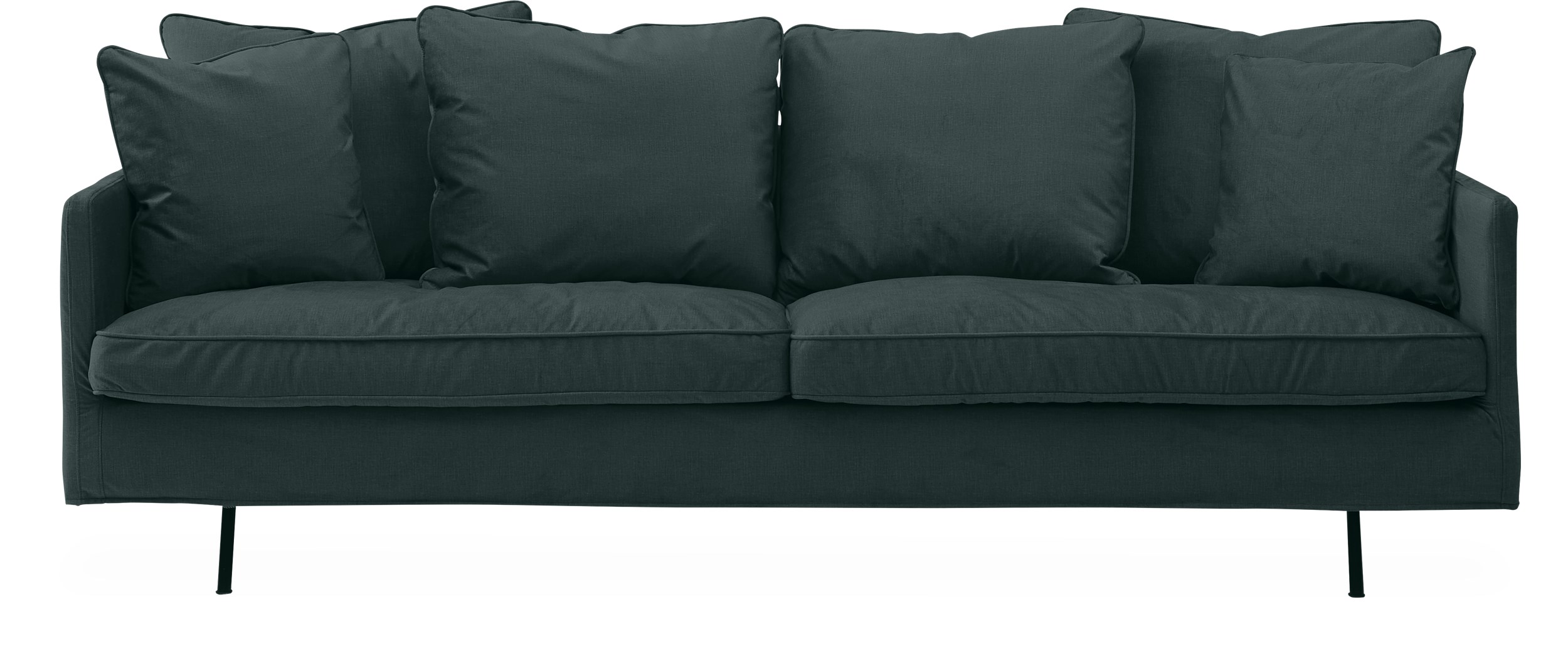 Julia Lux 3 pers. XL Sofa - ben i sortlakeret metal og sæde i koldskum med dun, ryg i dungranulat