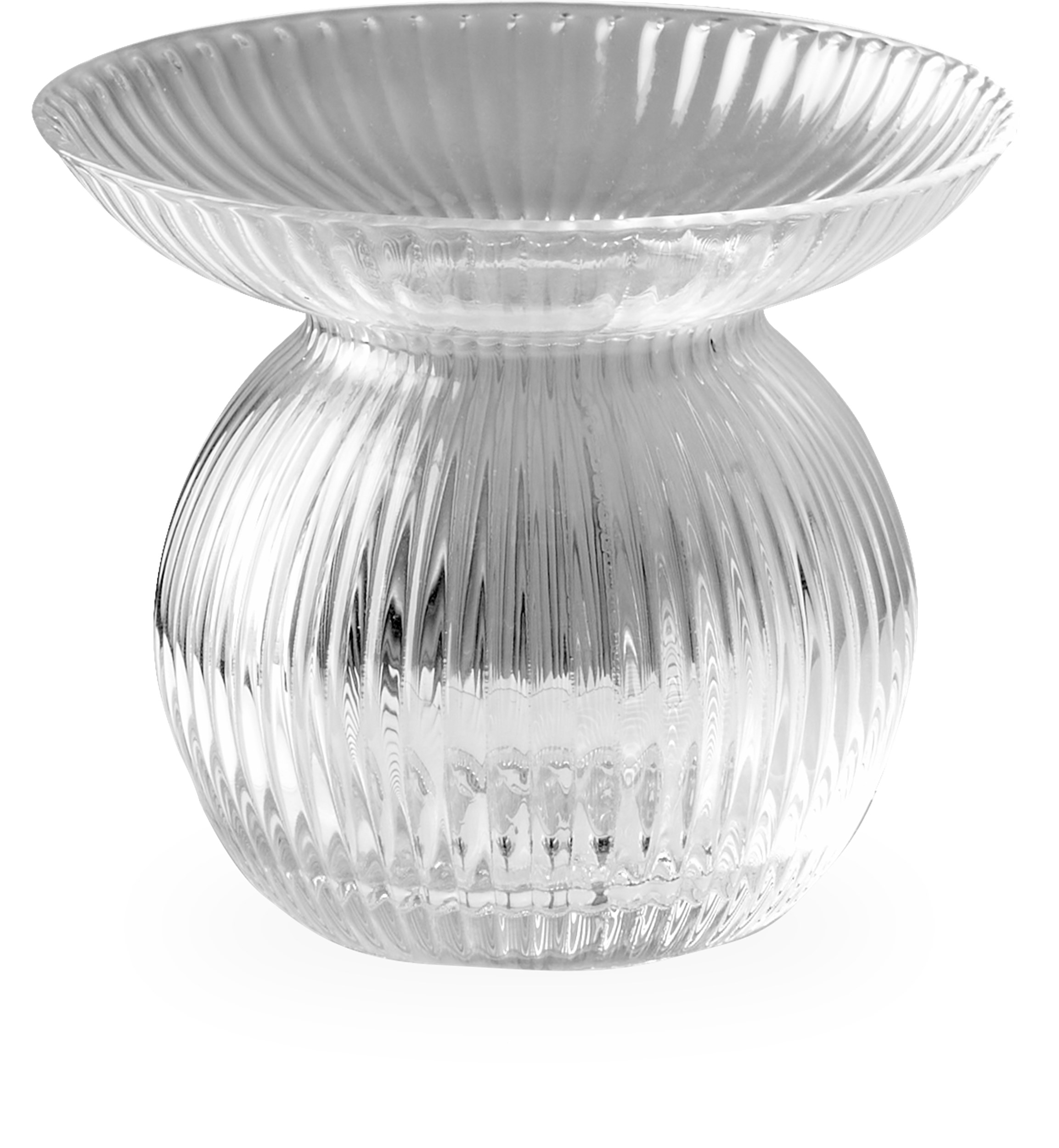 Rakel Vase 8 x 9,6 cm - Klar glas og rillet mønster