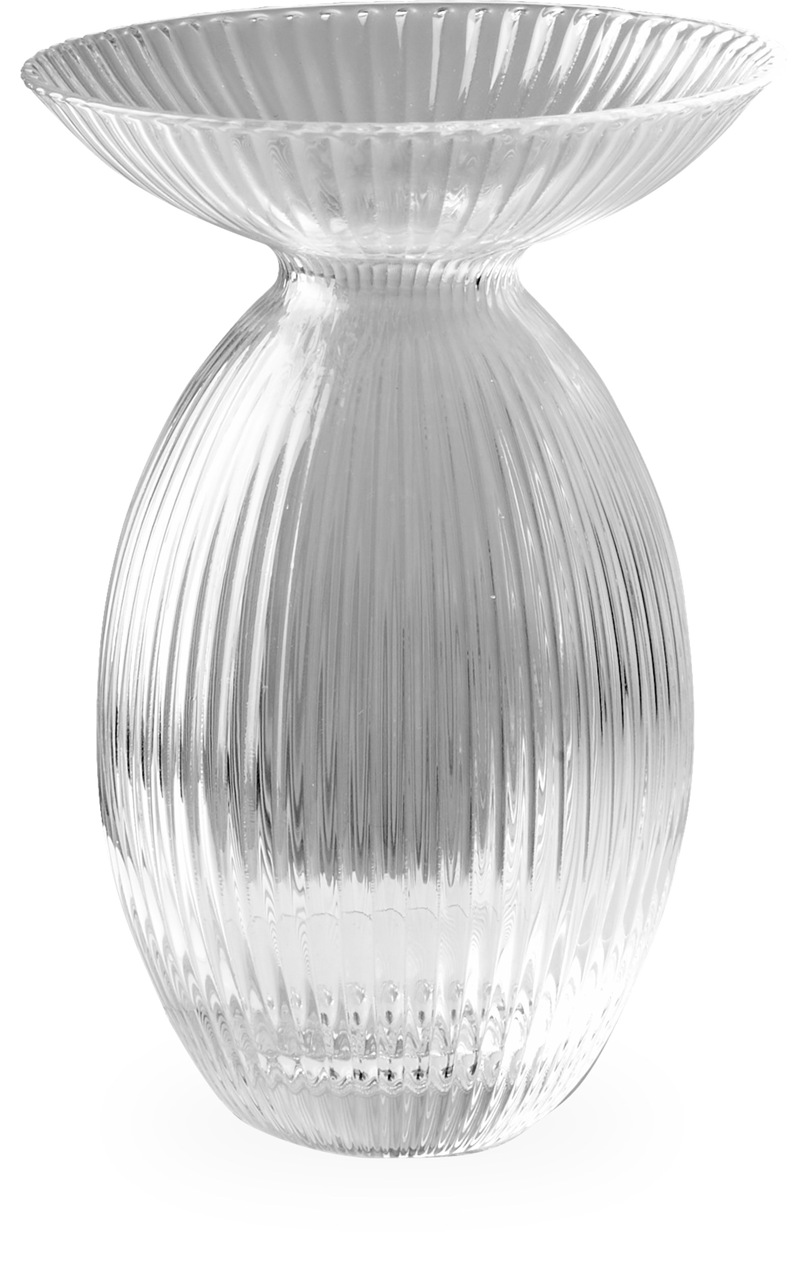 Rakel Vase 13 x 9 cm - Klar glas og rillet mønster