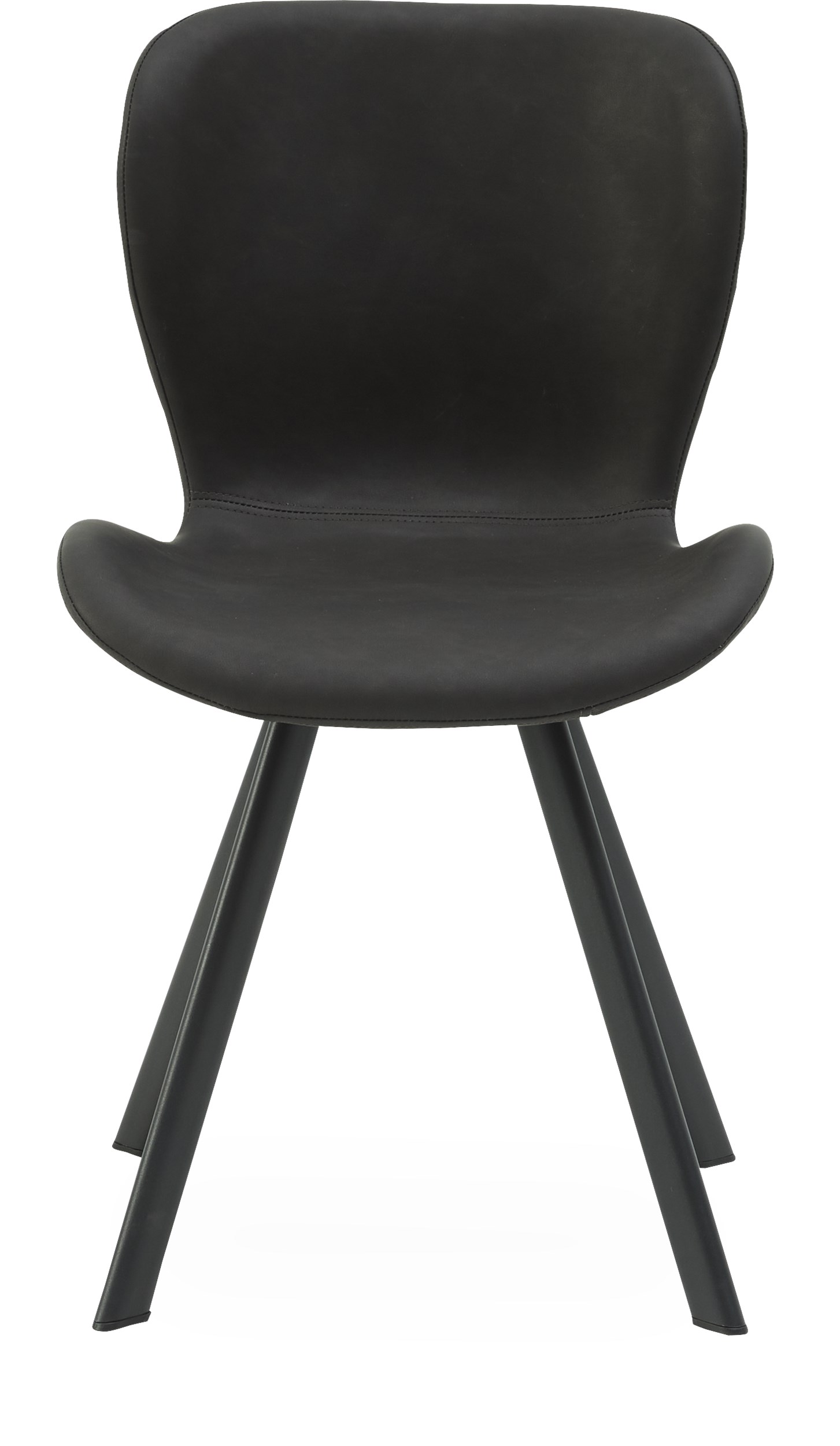 Ally Spisebordsstol - Moccafarvet kunstlæder og ben i sort pulverlakeret metal