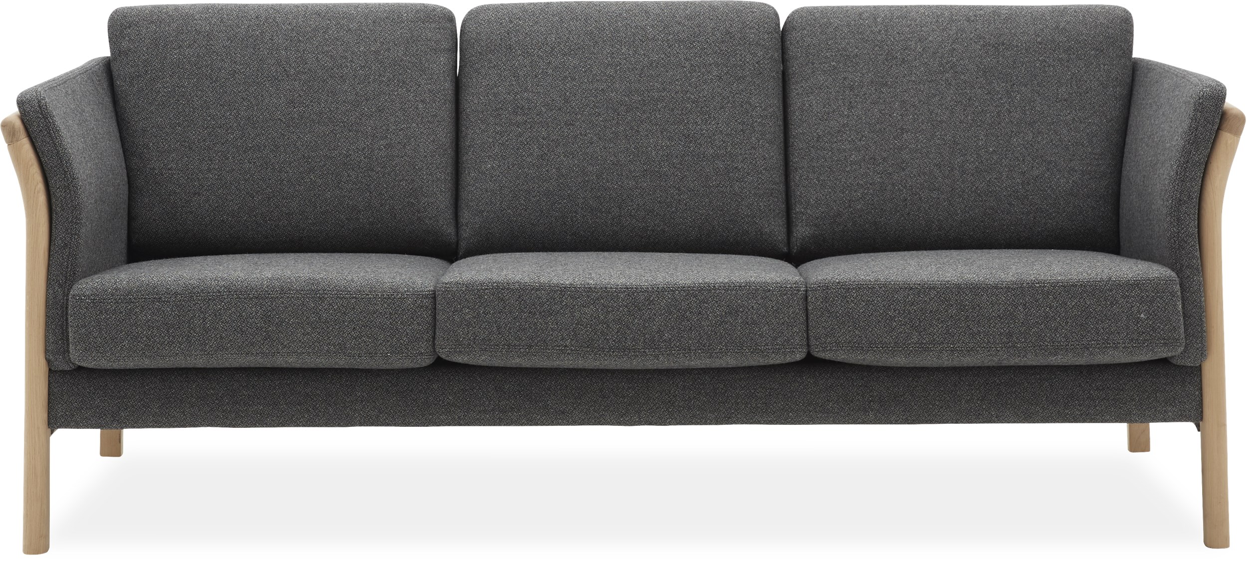 Absalon 3 pers Sofa - Harmonic 650 Grey stof, Stel i hvidoliebehandlet eg og sæde i koldskum, ryg i polyetherskum