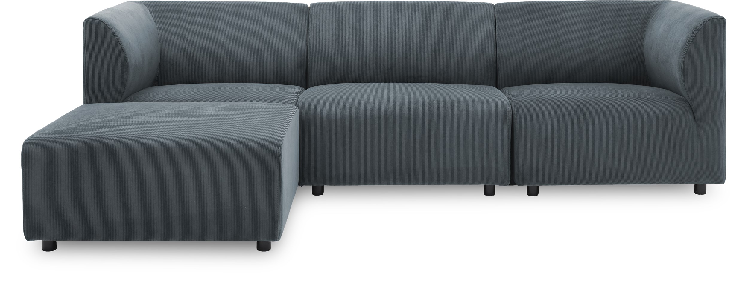 Divani 3 pers. inkl. puf Sofa - Wave 40 Slate grey stof og ben i sort plast
