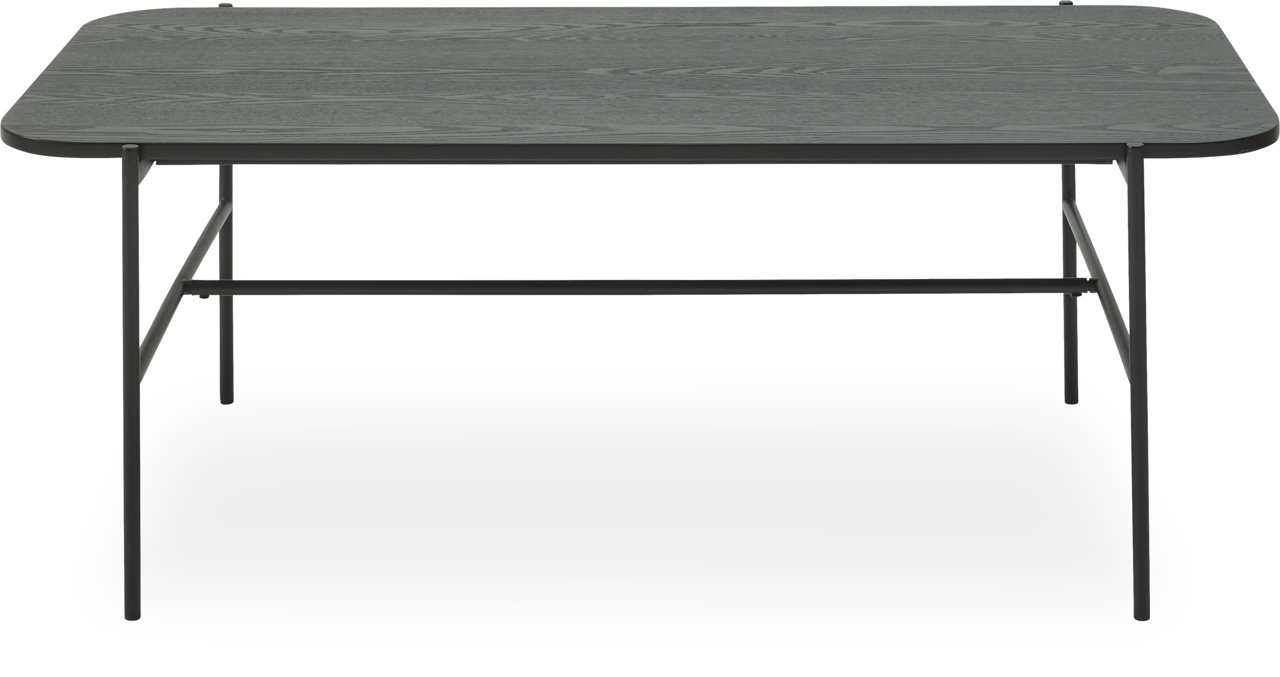 Kora Sofabord 120 x 45 x 60 cm - Top i sortbejdset askefinér og stel i sort pulverlakeret metal
