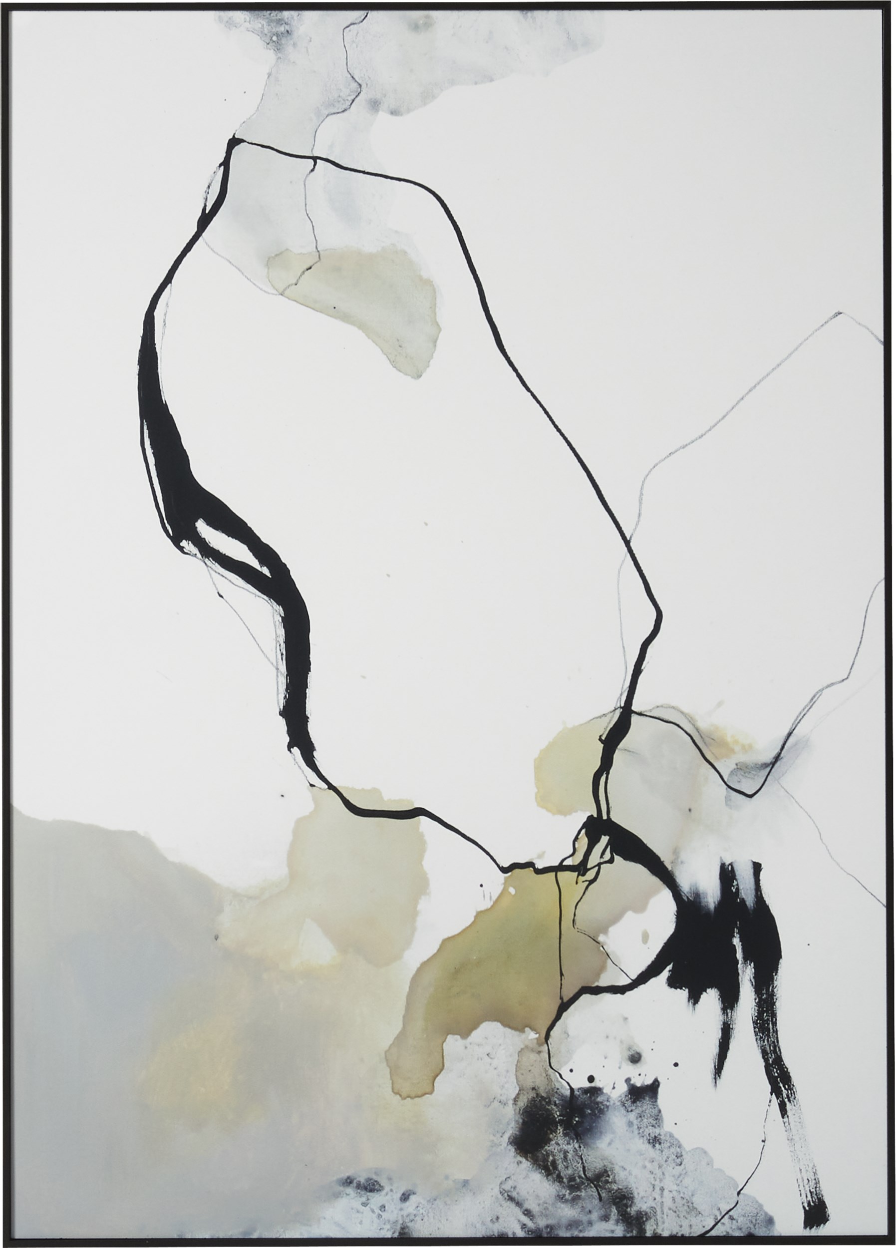 Inara Fotoprint 50 x 70 cm - Hvid abstrakt og sort ramme