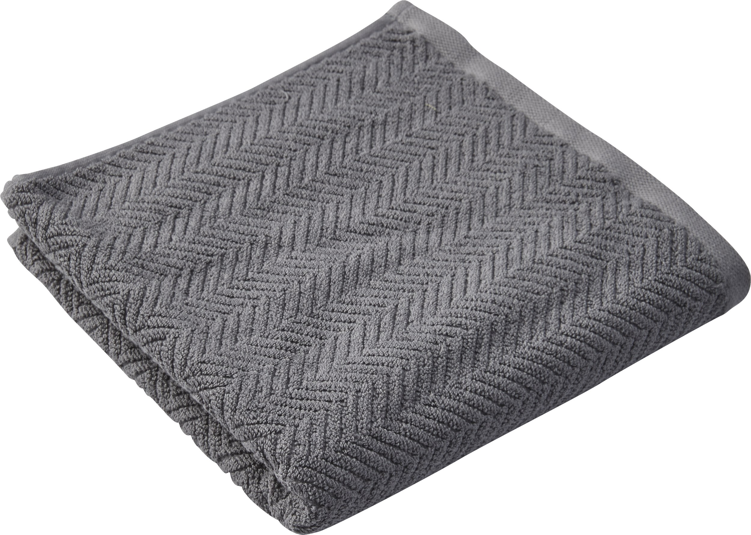 Visby Håndklæde 50 x 100 cm - Mørkegrå bomuld og sildebensmønster
