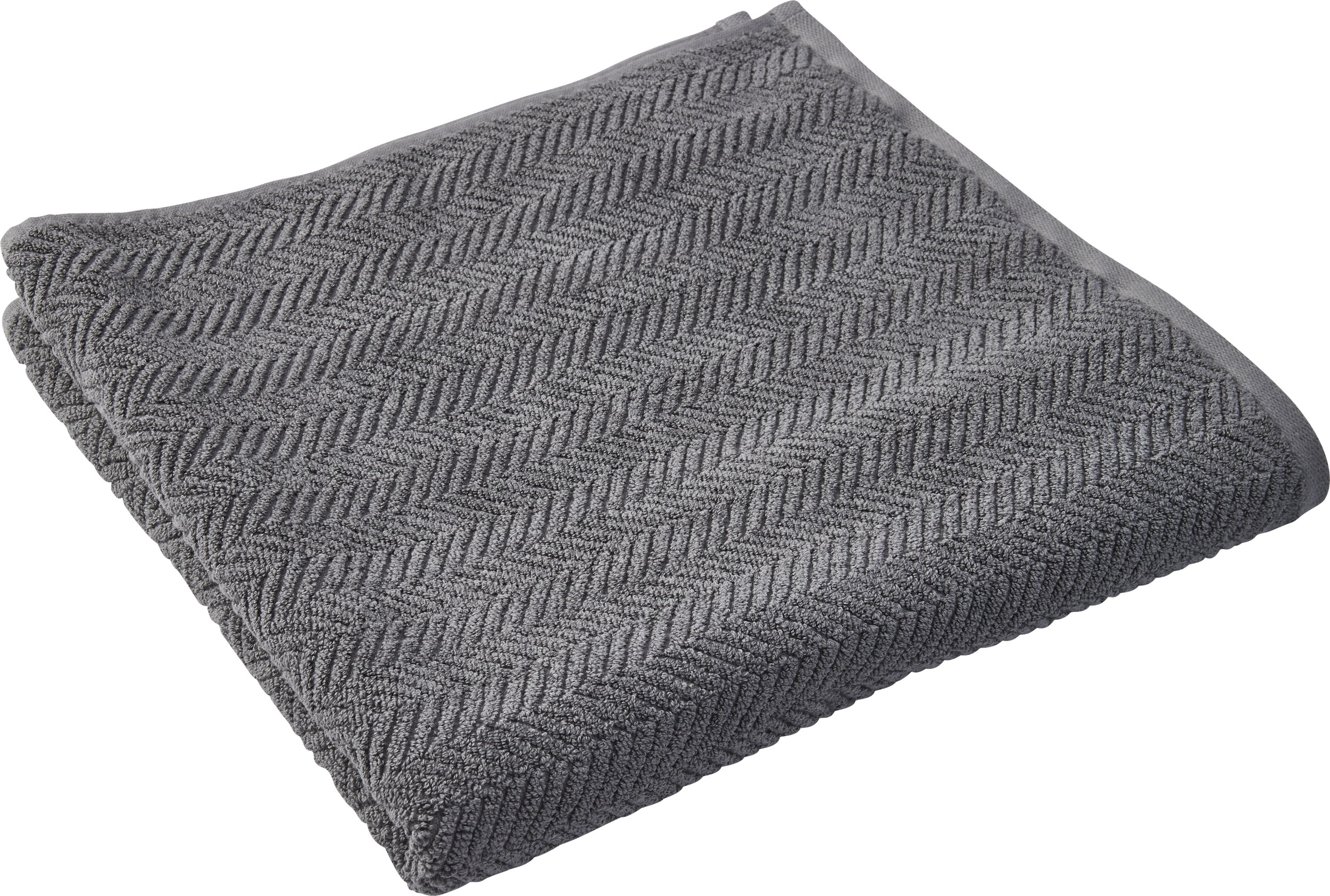 Visby Håndklæde 70 x 140 cm - Mørkegrå bomuld og sildebensmønster