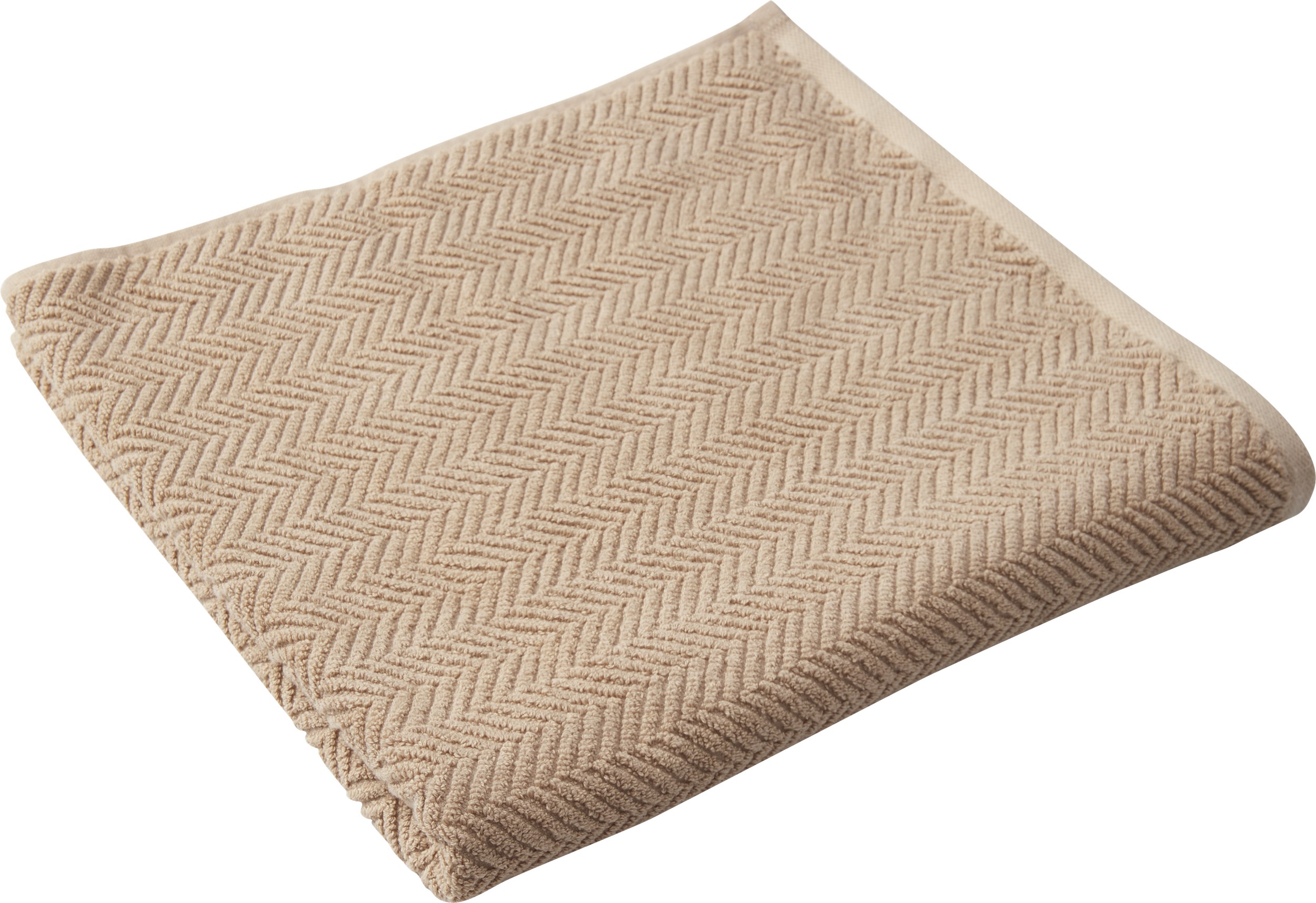 Visby Håndklæde 70 x 140 cm - Sand bomuld og sildebensmønster