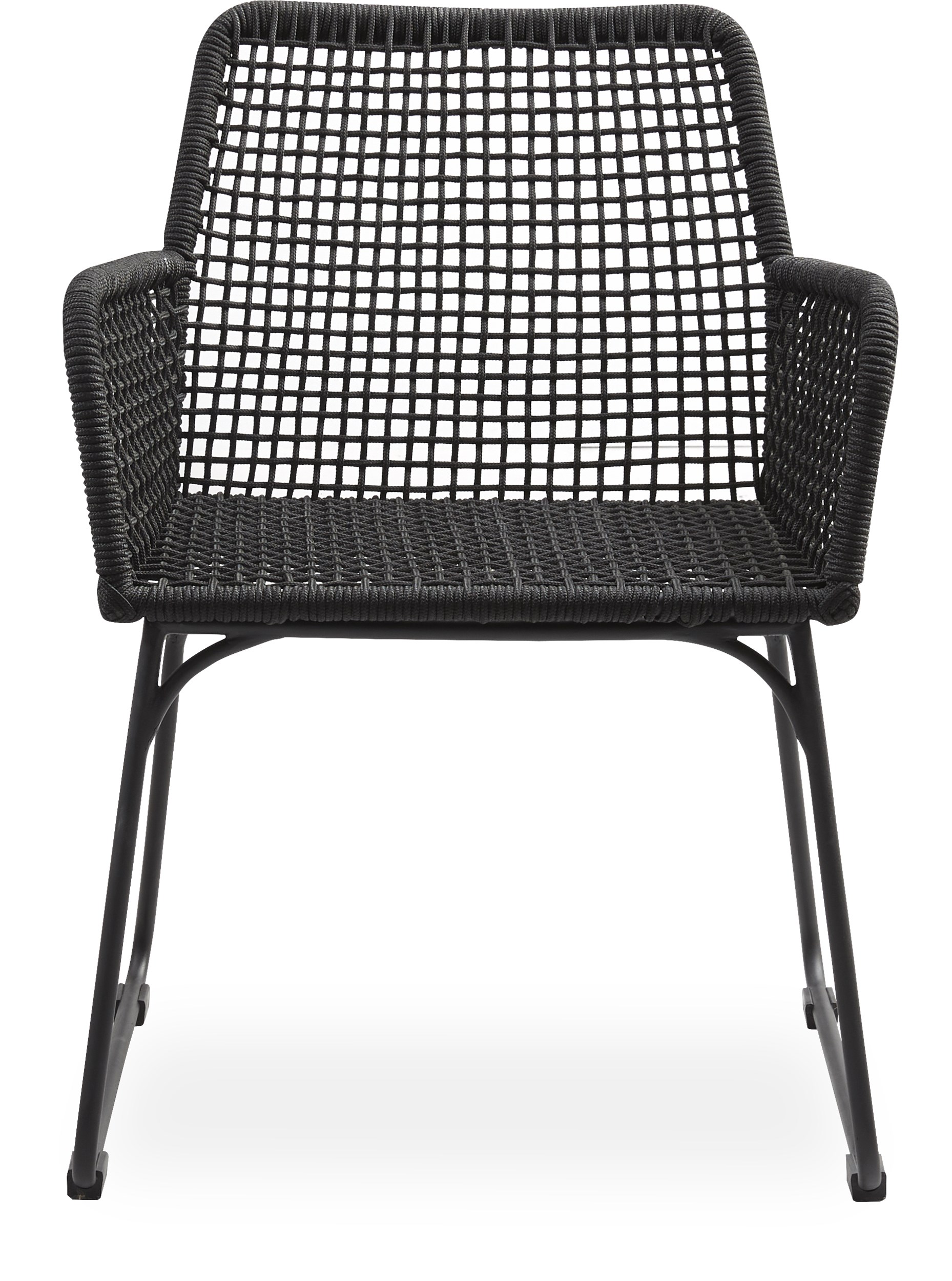 Atlana Havestol - Sæde i sort rundt reb og stel i sort pulverlakeret metal